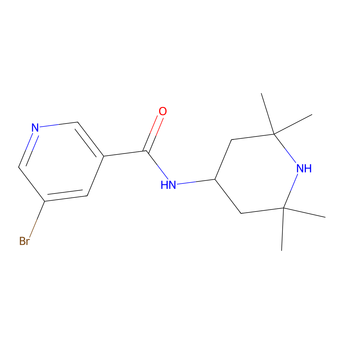 5-Bromo-N-(2,2,6,6-tetramethyl-4-piperidinyl)-3-pyridinecarboxamide molecular structure, CAS 444075-47-2