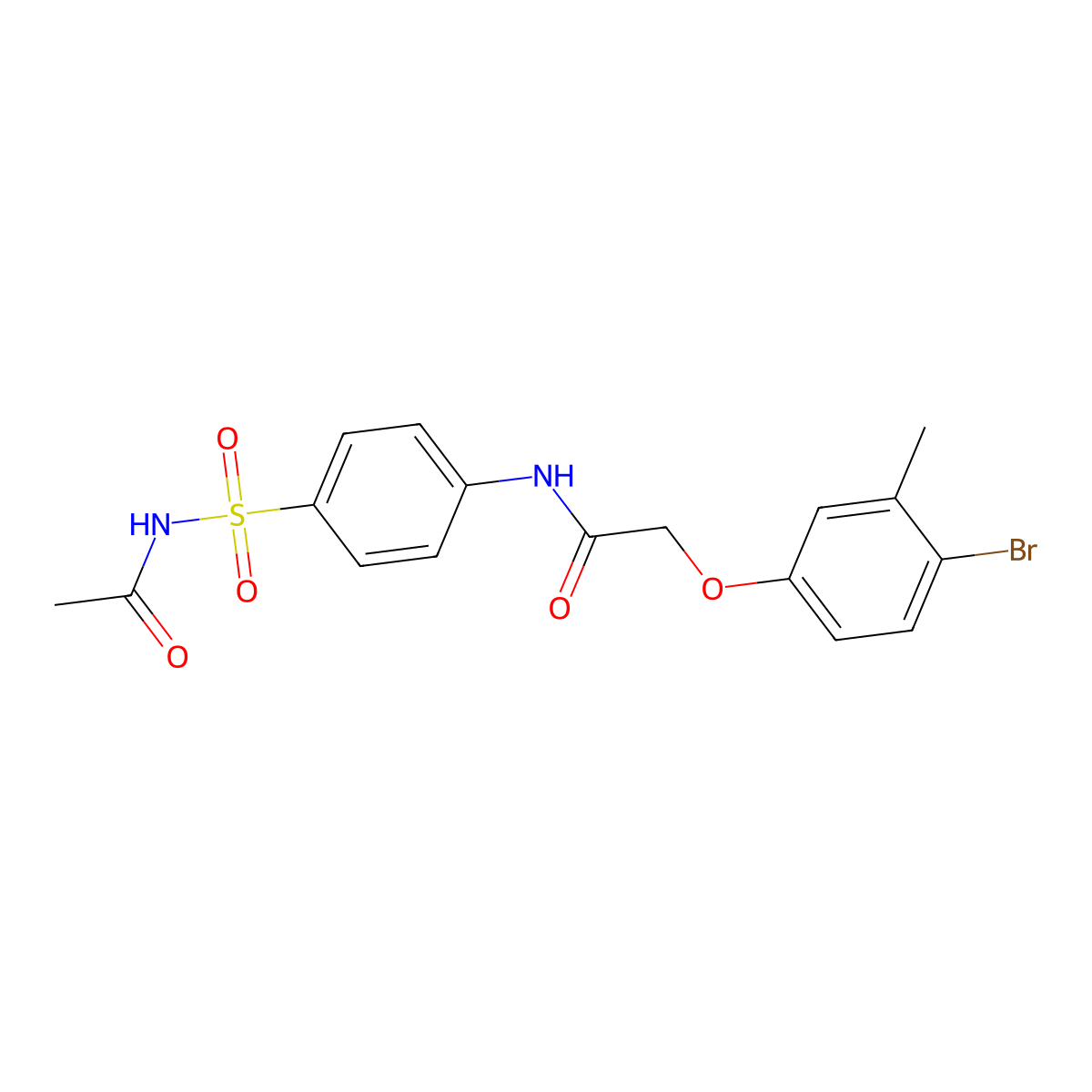 N-{4-[(acetylamino)sulfonyl]phenyl}-2-(4-bromo-3-methylphenoxy)acetamide molecular structure, CAS 444076-17-9