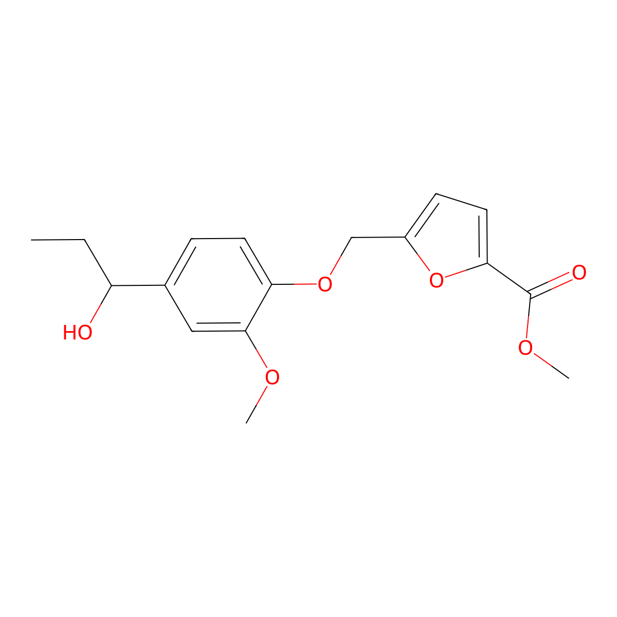 Methyl 5-{[4-(1-hydroxypropyl)-2-methoxyphenoxy]methyl}furan-2-carboxylate molecular structure, CAS 444076-36-2