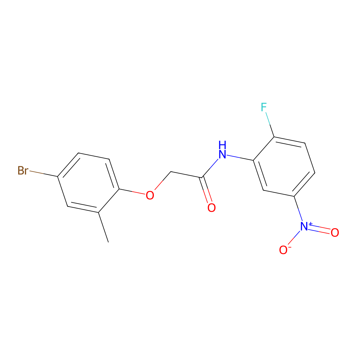 2-(4-bromo-2-methylphenoxy)-N-(2-fluoro-5-nitrophenyl)acetamide molecular structure, CAS 444077-04-7