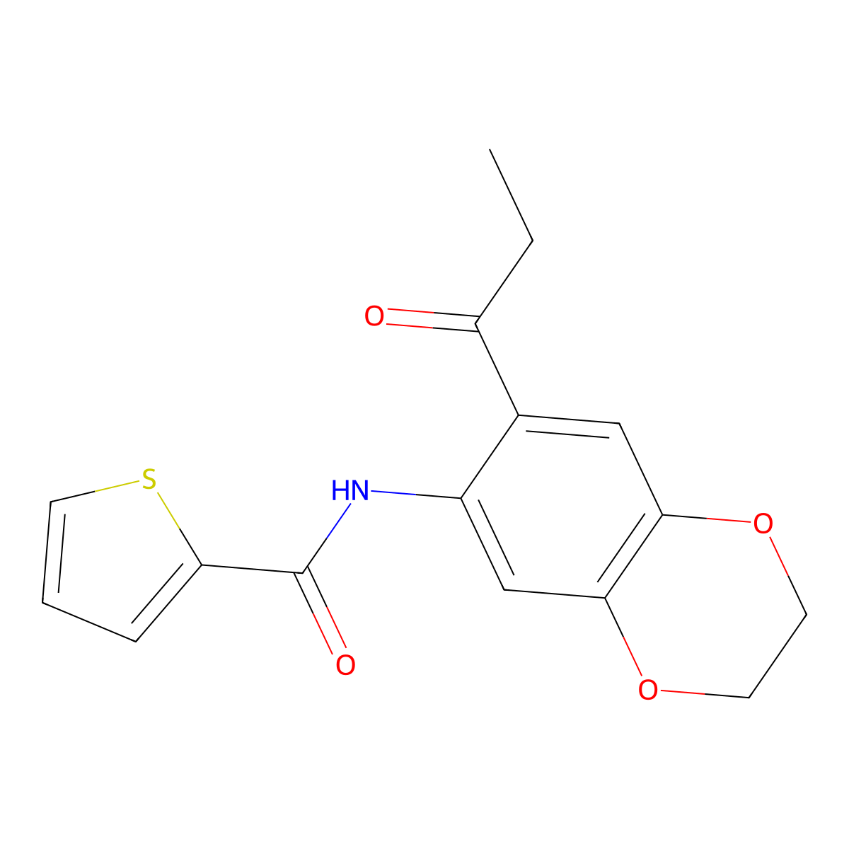 N-(7-propanoyl-2,3-dihydro-1,4-benzodioxin-6-yl)thiophene-2-carboxamide molecular structure, CAS 444077-11-6