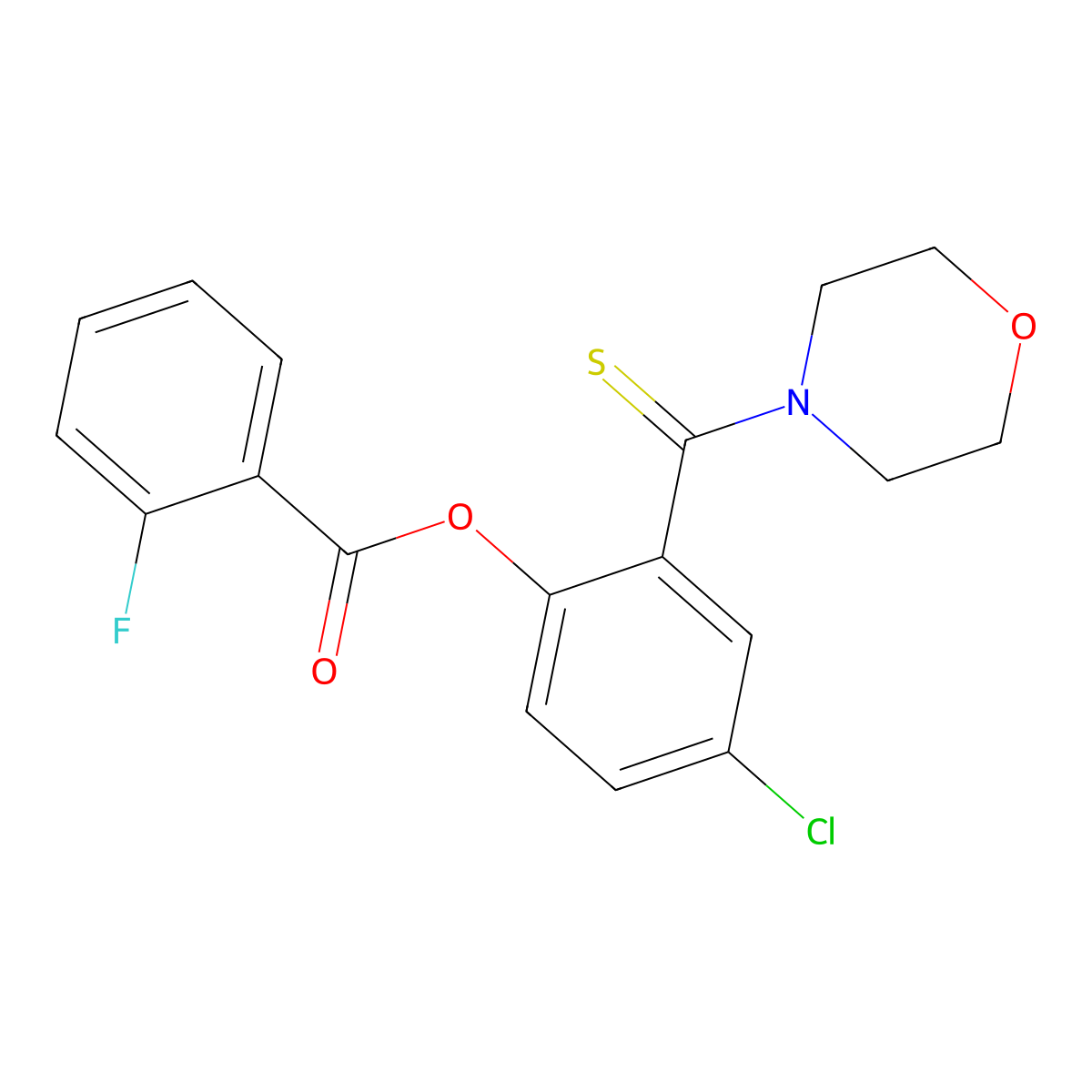 4-Chloro-2-(4-morpholinylcarbothioyl)phenyl 2-fluorobenzoate molecular structure, CAS 444078-03-9