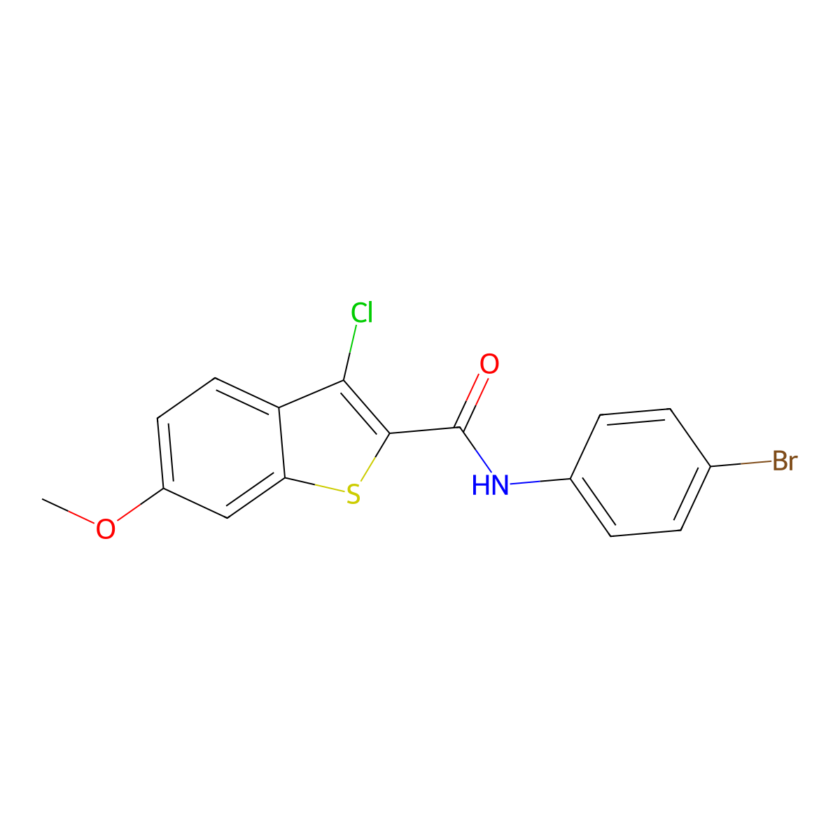 N-(4-bromophenyl)-3-chloro-6-methoxy-1-benzothiophene-2-carboxamide molecular structure, CAS 444078-25-5