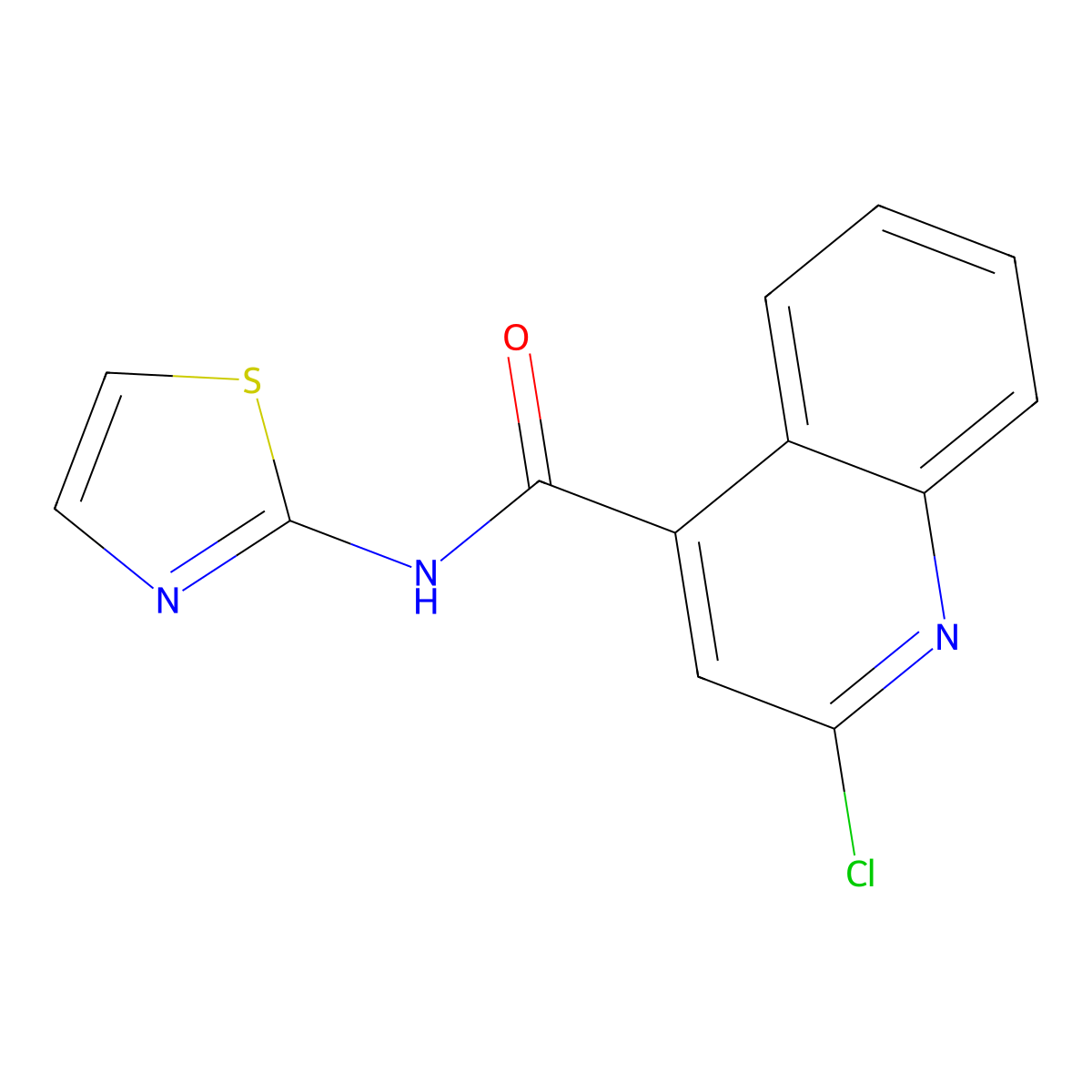 2-chloro-N-(1,3-thiazol-2-yl)quinoline-4-carboxamide molecular structure, CAS 444078-55-1