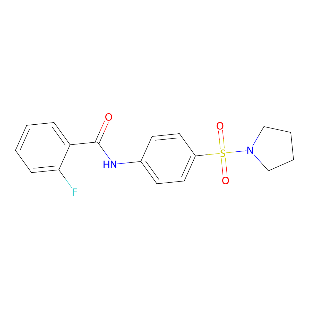2-fluoro-N-(4-pyrrolidin-1-ylsulfonylphenyl)benzamide molecular structure, CAS 444079-38-3