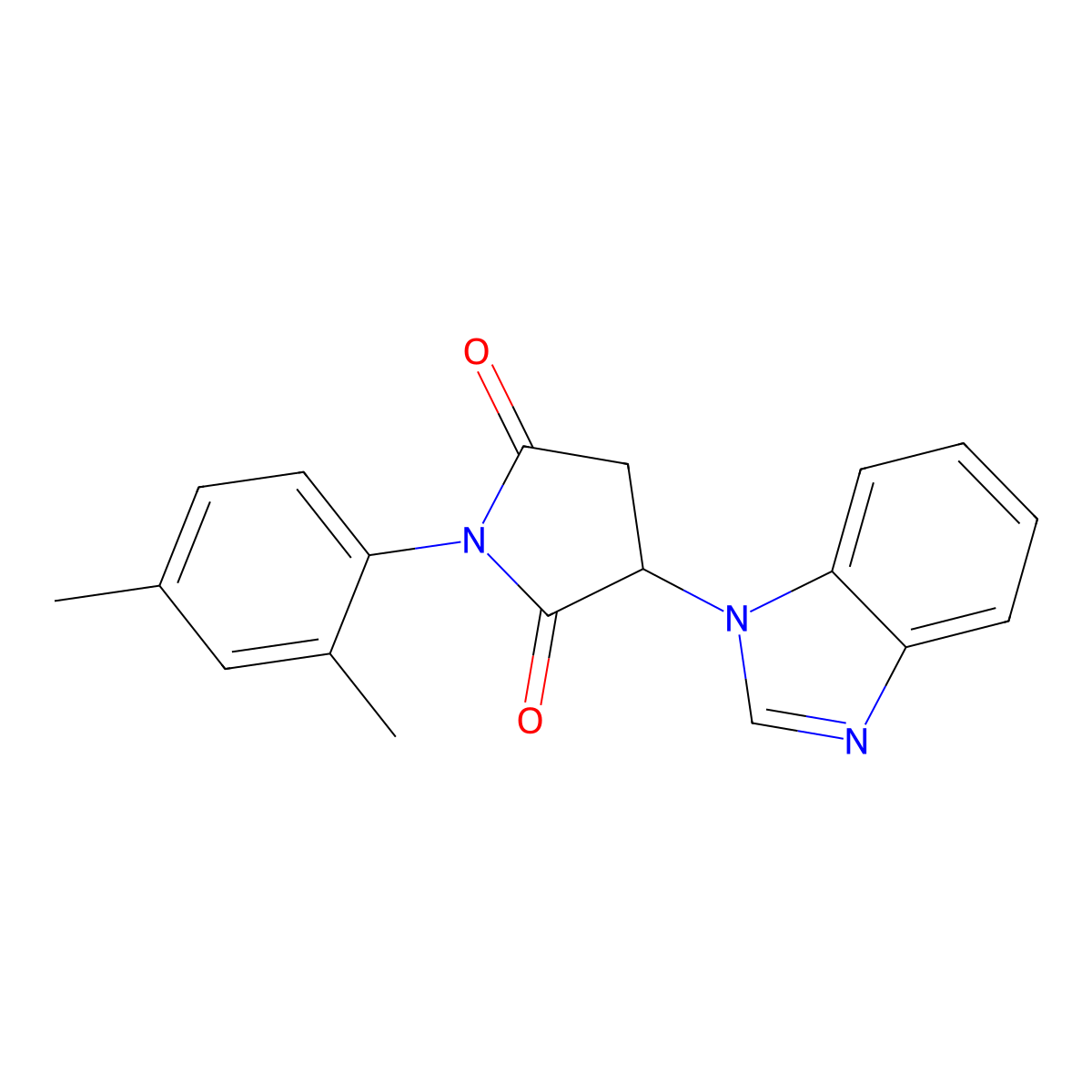 3-(Benzimidazol-1-yl)-1-(2,4-dimethylphenyl)pyrrolidine-2,5-dione molecular structure, CAS 444079-83-8