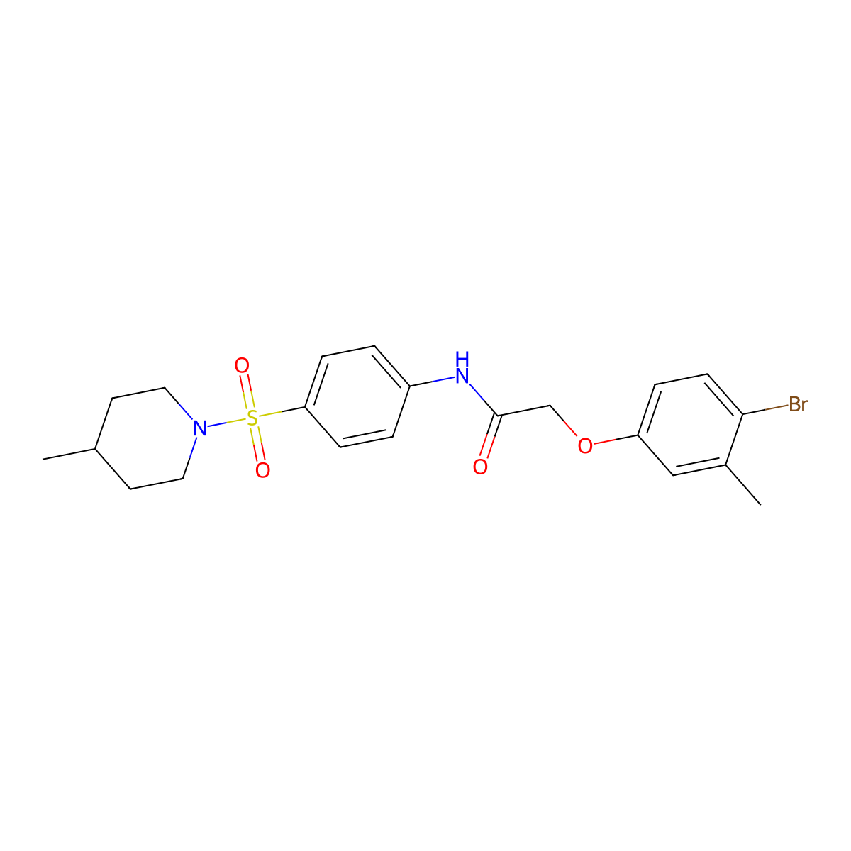 2-(4-bromo-3-methylphenoxy)-N-{4-[(4-methyl-1-piperidinyl)sulfonyl]phenyl}acetamide molecular structure, CAS 444080-12-0