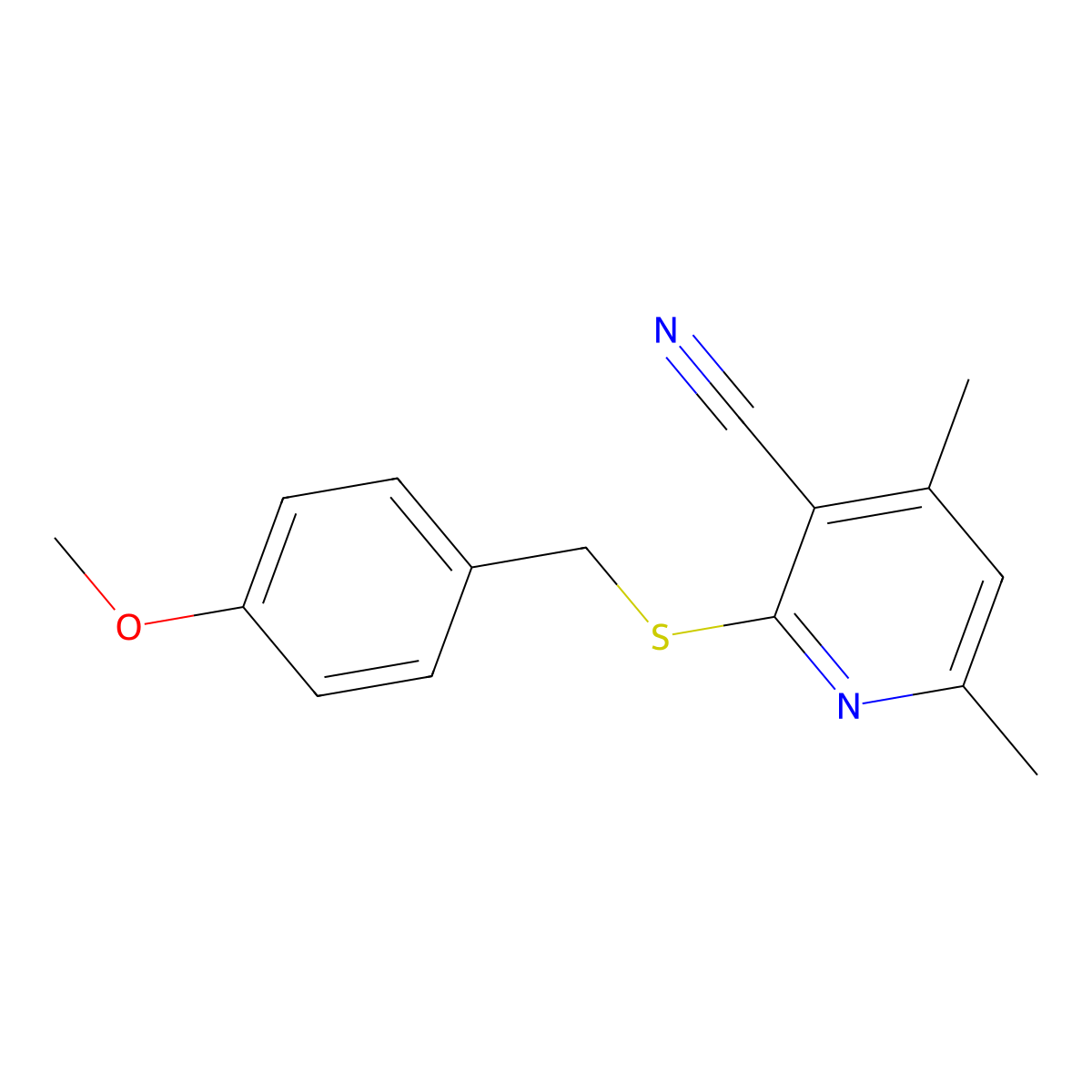 2-[(4-Methoxyphenyl)methylsulfanyl]-4,6-dimethylpyridine-3-carbonitrile molecular structure, CAS 444080-24-4