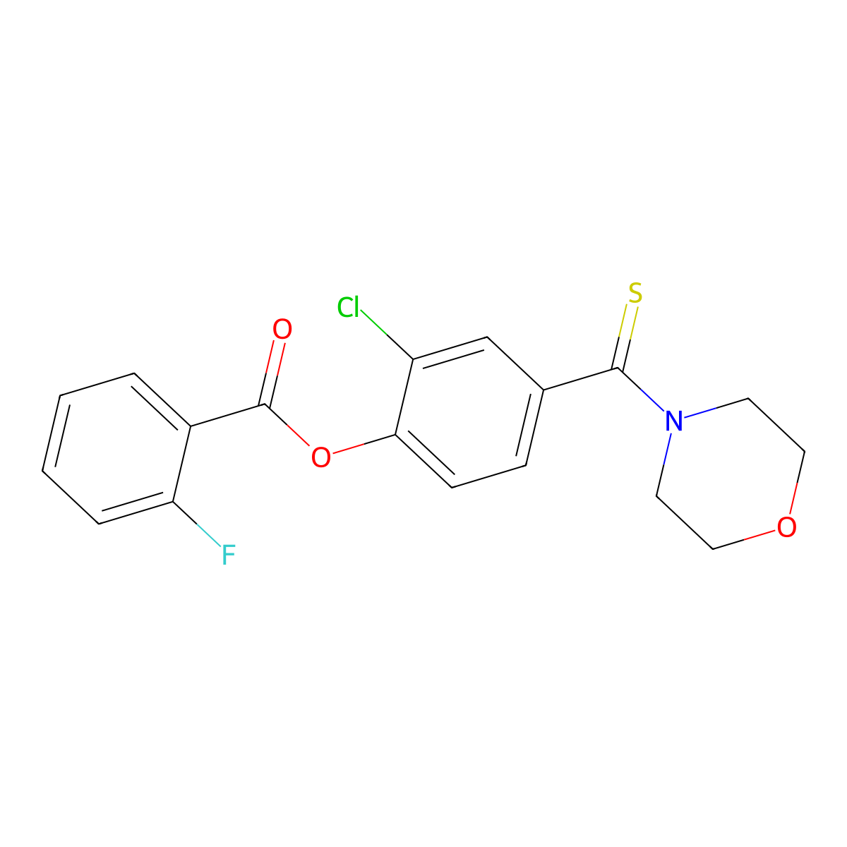 2-Chloro-4-(4-morpholinylcarbothioyl)phenyl 2-fluorobenzoate molecular structure, CAS 444081-28-1