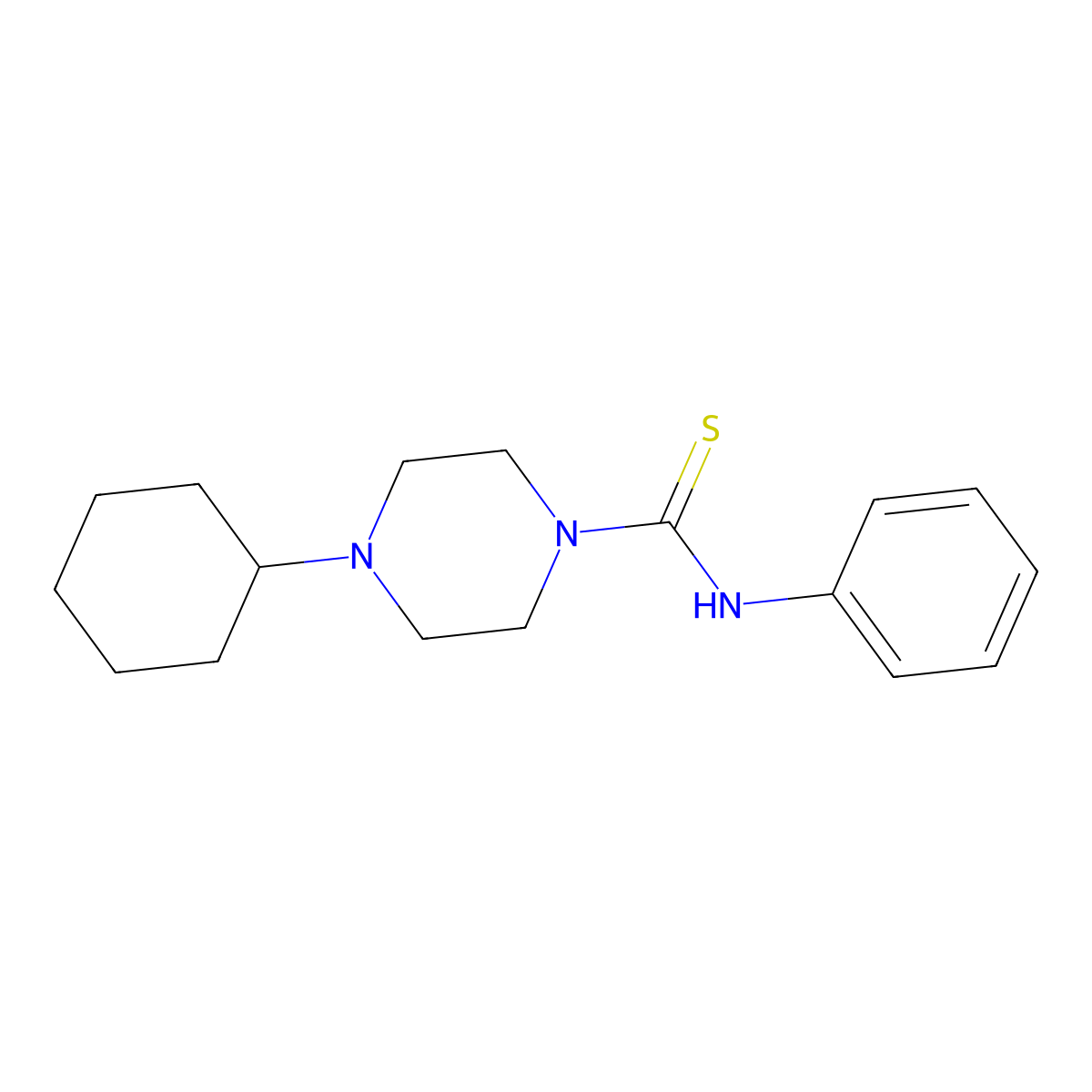 4-cyclohexyl-N-phenylpiperazine-1-carbothioamide molecular structure, CAS 444081-48-5