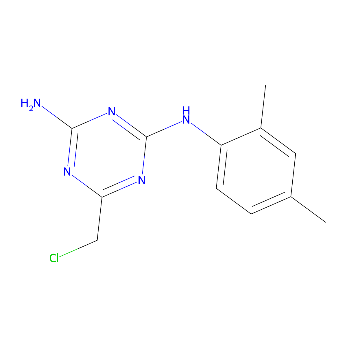 6-(chloromethyl)-N-(2,4-dimethylphenyl)-1,3,5-triazine-2,4-diamine molecular structure, CAS 444081-49-6