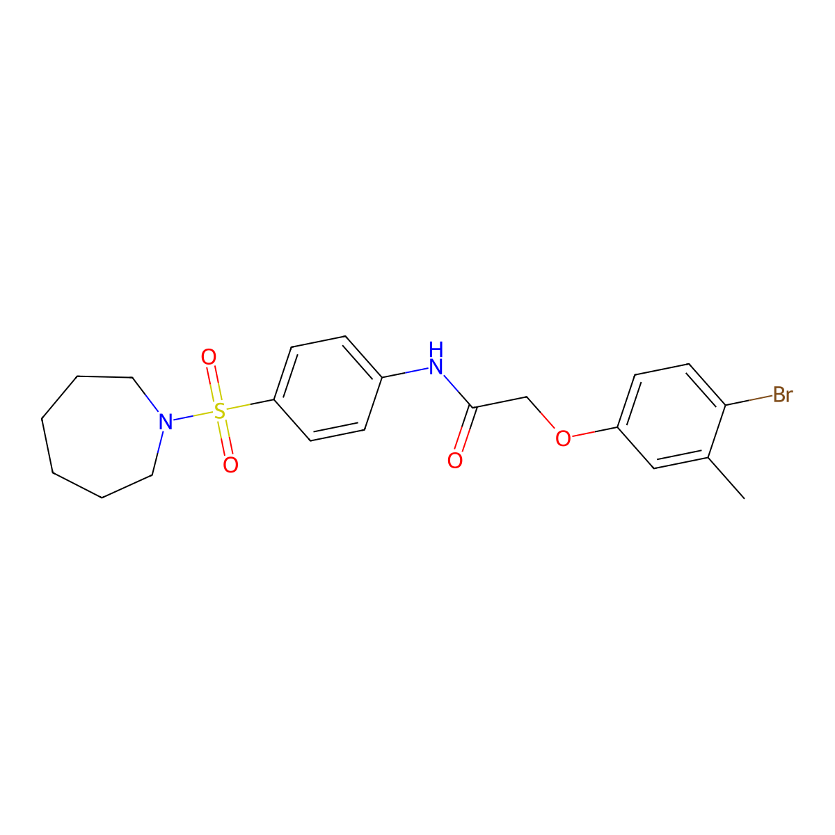 N-[4-(azepan-1-ylsulfonyl)phenyl]-2-(4-bromo-3-methylphenoxy)acetamide molecular structure, CAS 444082-07-9