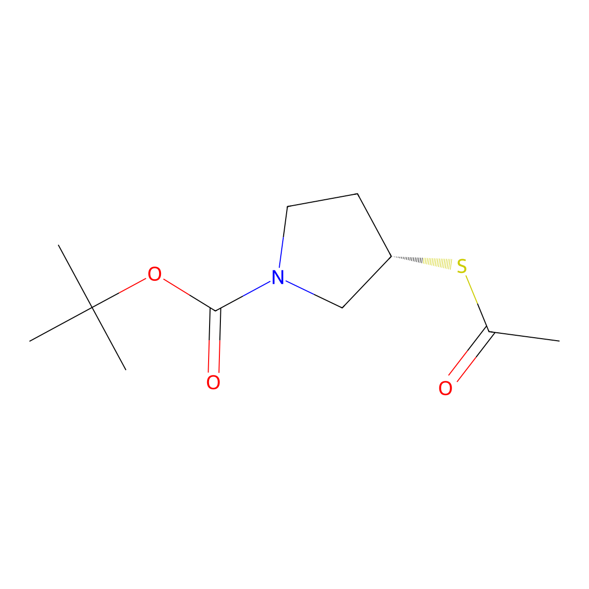 Tert-butyl (S)-3-(acetylthio)pyrrolidine-1-carboxylate molecular structure, CAS 444100-61-2