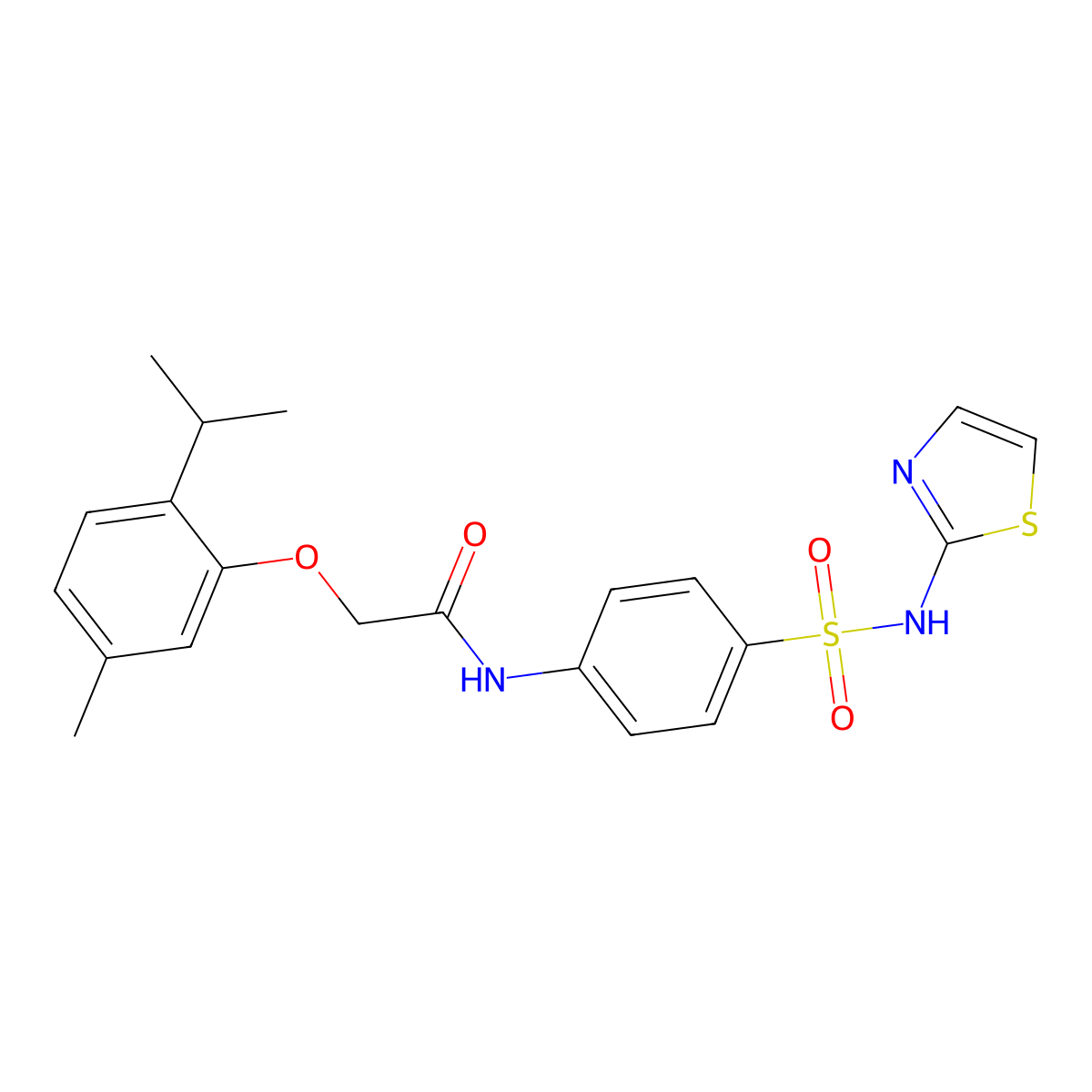 2-(2-Isopropyl-5-methyl-phenoxy)-N-[4-(thiazol-2-ylsulfamoyl)-phenyl]-acetamide molecular structure, CAS 444110-15-0