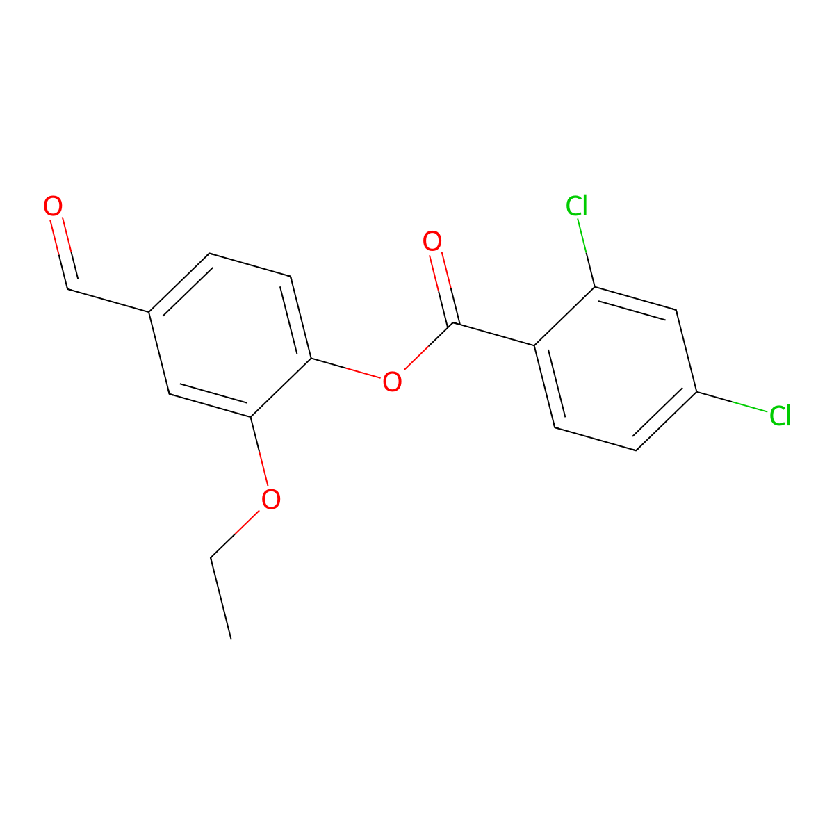 2-Ethoxy-4-formylphenyl 2,4-dichlorobenzoate molecular structure, CAS 444110-64-9