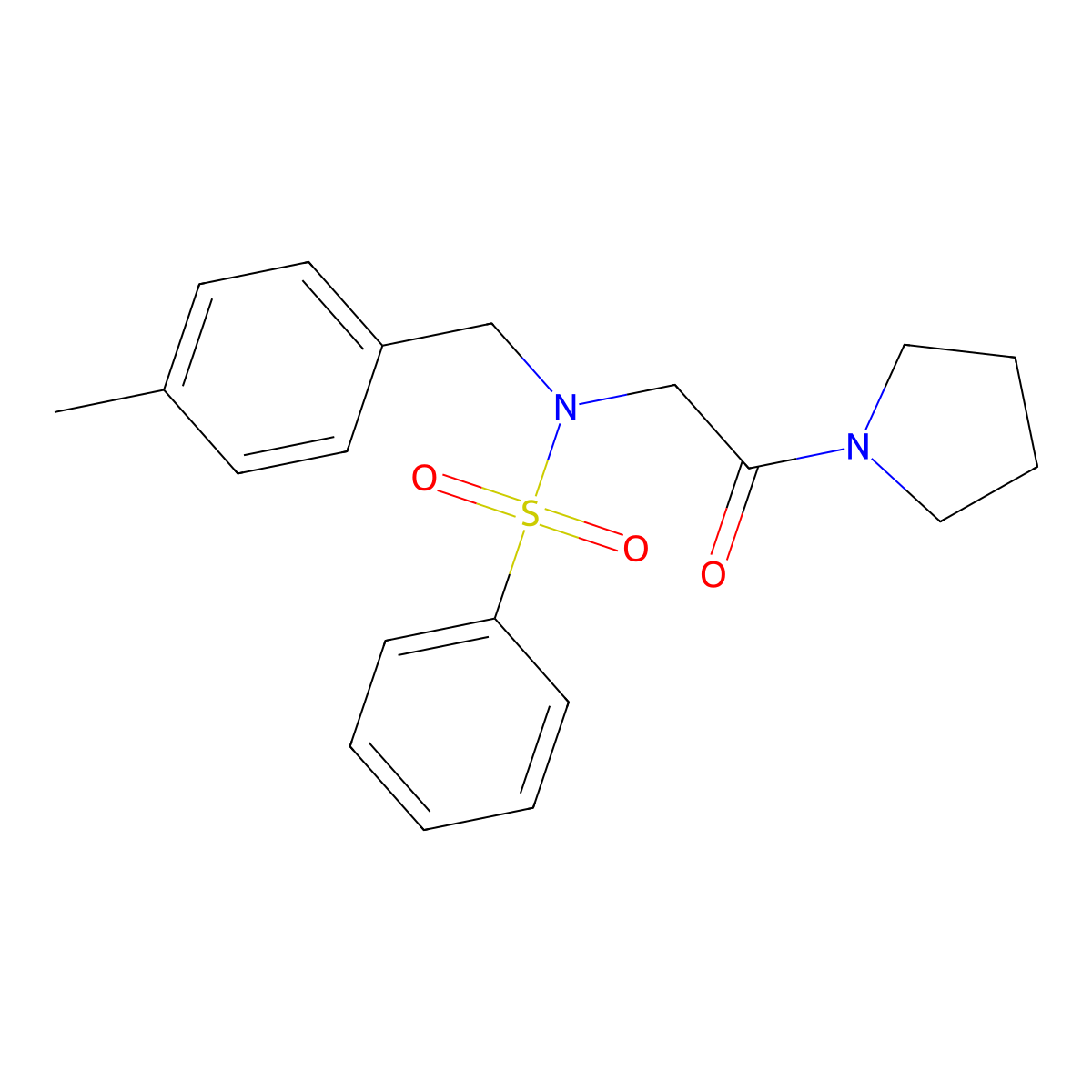 N-(4-methylbenzyl)-N-[2-oxo-2-(pyrrolidin-1-yl)ethyl]benzenesulfonamide molecular structure, CAS 444110-65-0