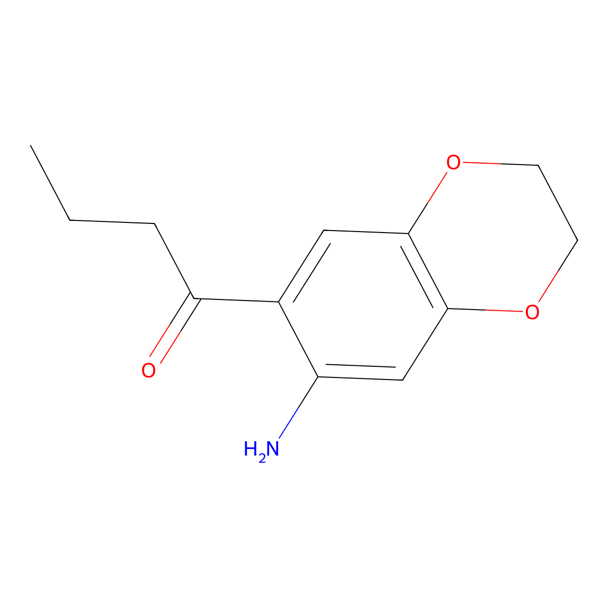 1-(7-Amino-2,3-dihydro-1,4-benzodioxin-6-yl)butan-1-one molecular structure, CAS 444111-26-6