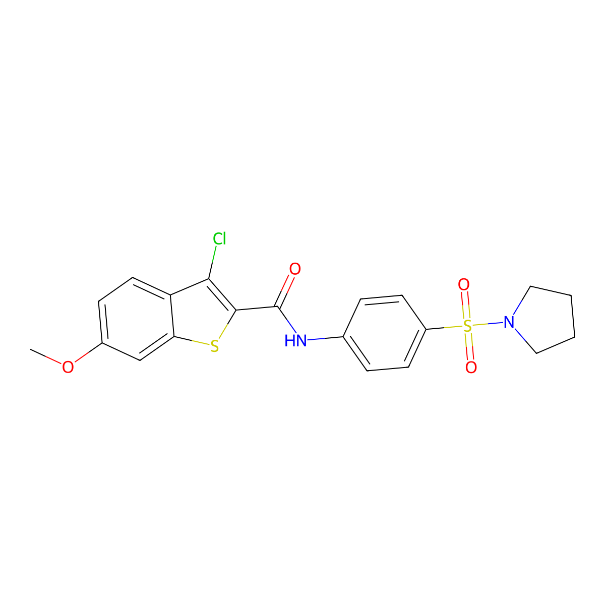 3-chloro-6-methoxy-N-[4-(pyrrolidin-1-ylsulfonyl)phenyl]-1-benzothiophene-2-carboxamide molecular structure, CAS 444112-48-5