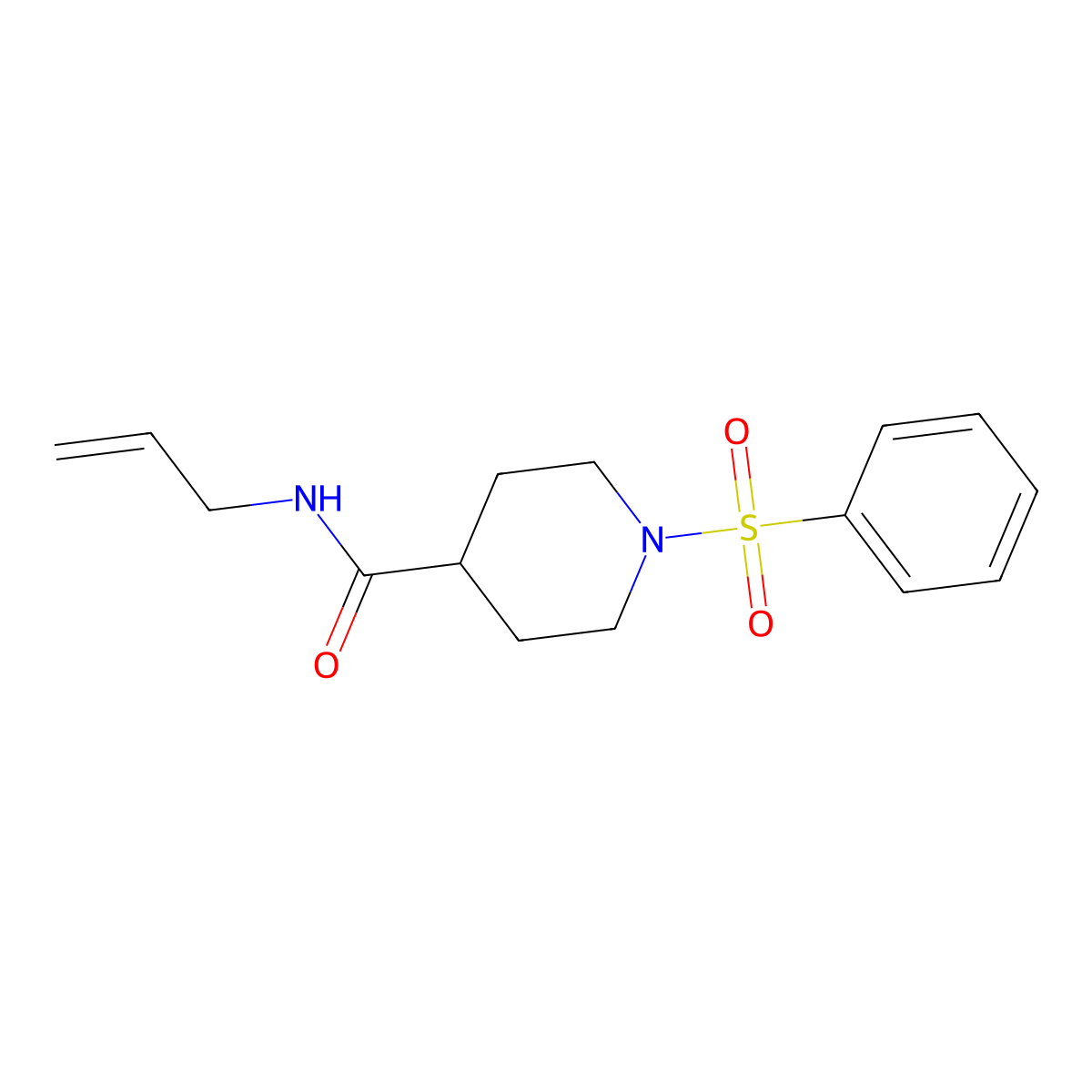N-allyl-1-(phenylsulfonyl)-4-piperidinecarboxamide molecular structure, CAS 444112-78-1