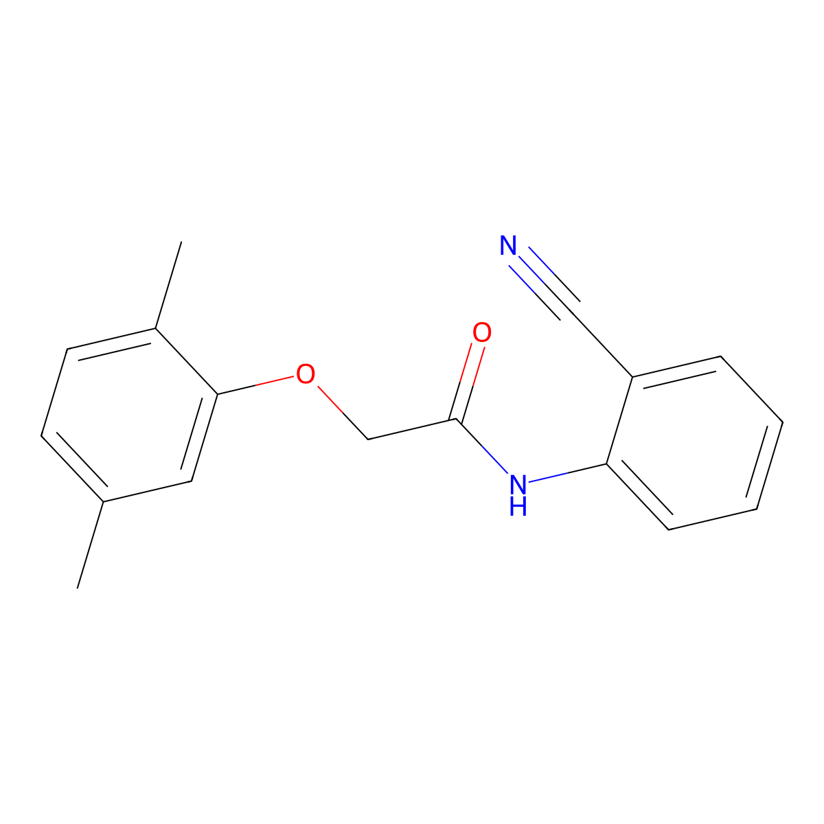 N-(2-cyanophenyl)-2-(2,5-dimethylphenoxy)acetamide molecular structure, CAS 444113-69-3