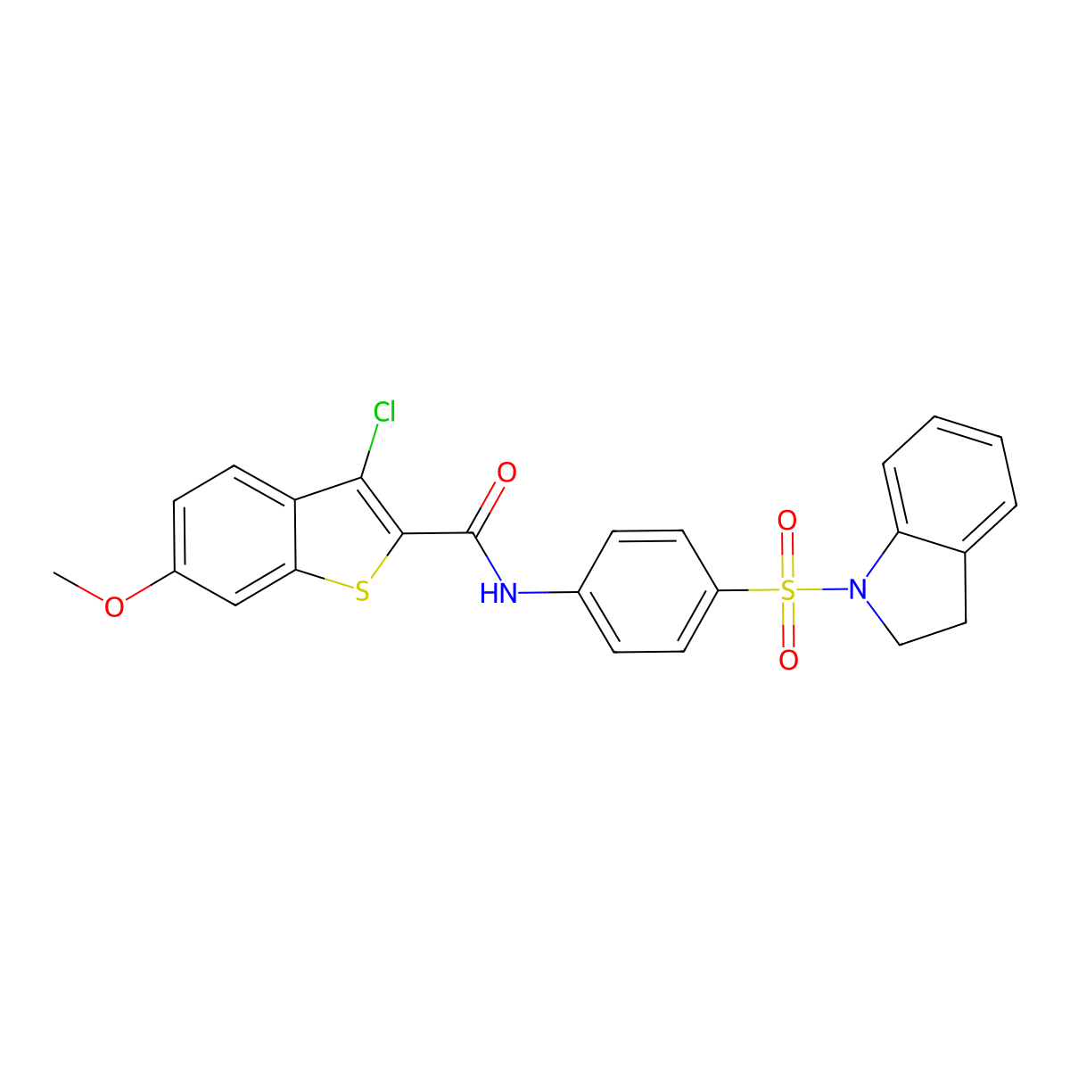 3-chloro-N-[4-(2,3-dihydro-1H-indol-1-ylsulfonyl)phenyl]-6-methoxy-1-benzothiophene-2-carboxamide molecular structure, CAS 444114-82-3
