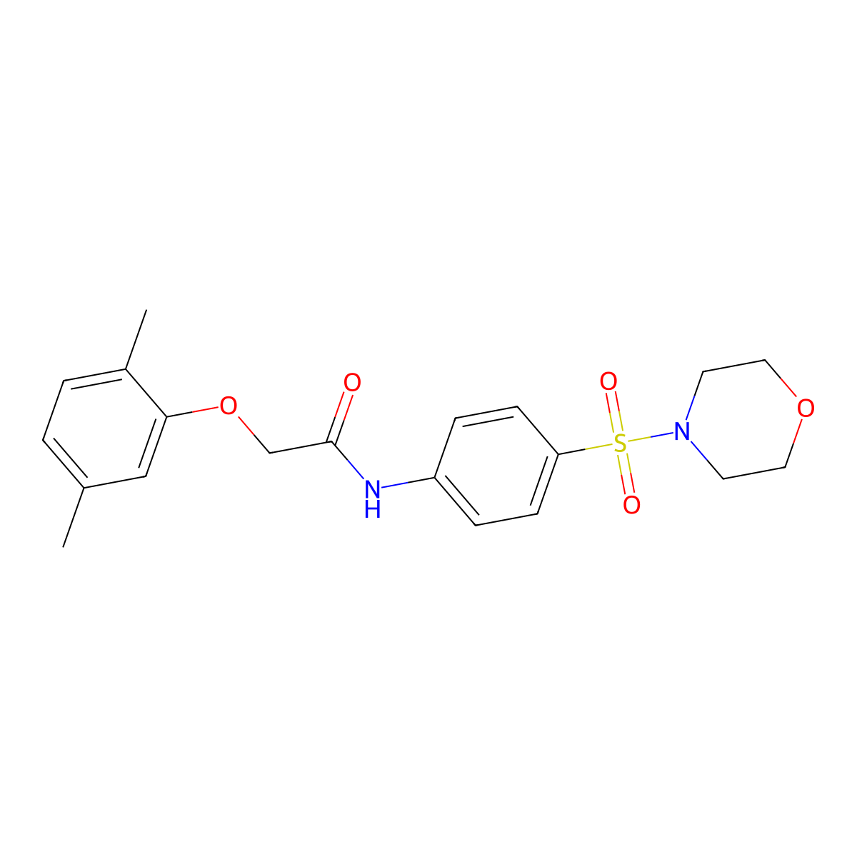 2-(2,5-dimethylphenoxy)-N-[4-(morpholin-4-ylsulfonyl)phenyl]acetamide molecular structure, CAS 444115-30-4