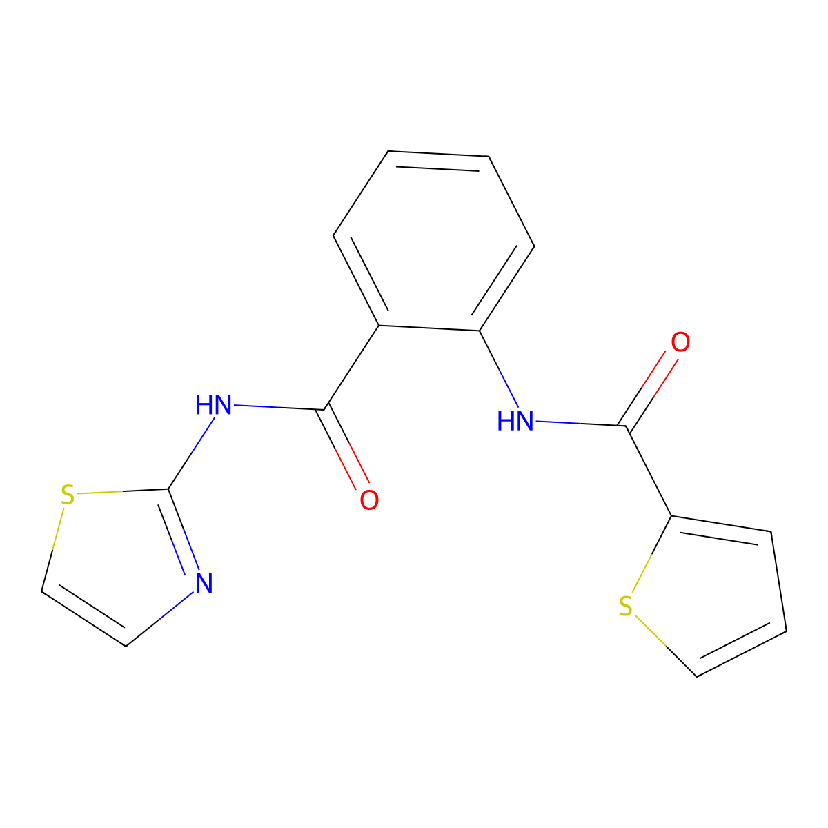 N-[2-(1,3-thiazol-2-ylcarbamoyl)phenyl]thiophene-2-carboxamide molecular structure, CAS 444116-42-1