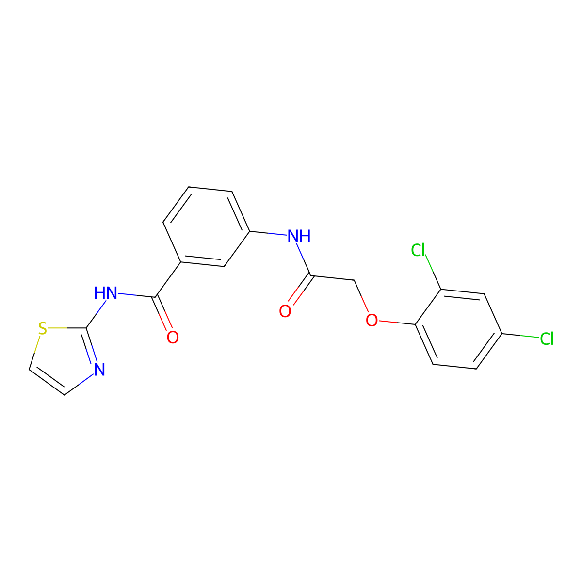 3-[[2-(2,4-dichlorophenoxy)acetyl]amino]-N-(1,3-thiazol-2-yl)benzamide molecular structure, CAS 444116-44-3
