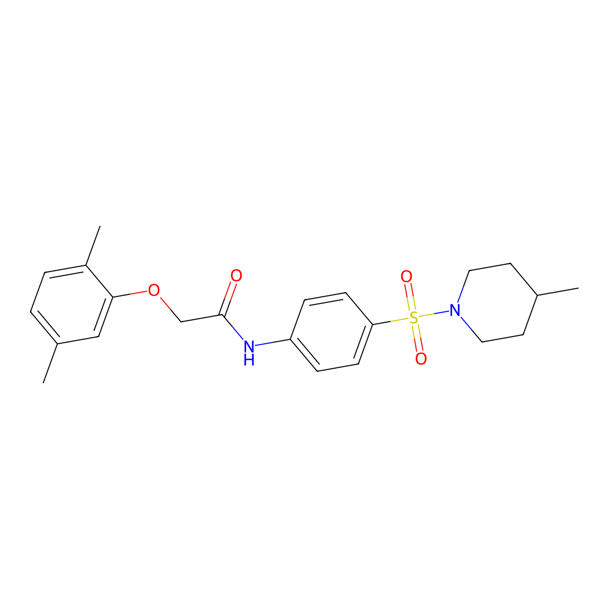 2-(2,5-dimethylphenoxy)-N-{4-[(4-methylpiperidin-1-yl)sulfonyl]phenyl}acetamide molecular structure, CAS 444116-62-5