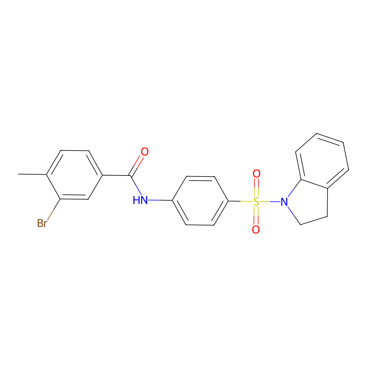 3-bromo-N-[4-(2,3-dihydro-1H-indol-1-ylsulfonyl)phenyl]-4-methylbenzamide molecular structure, CAS 444117-68-4