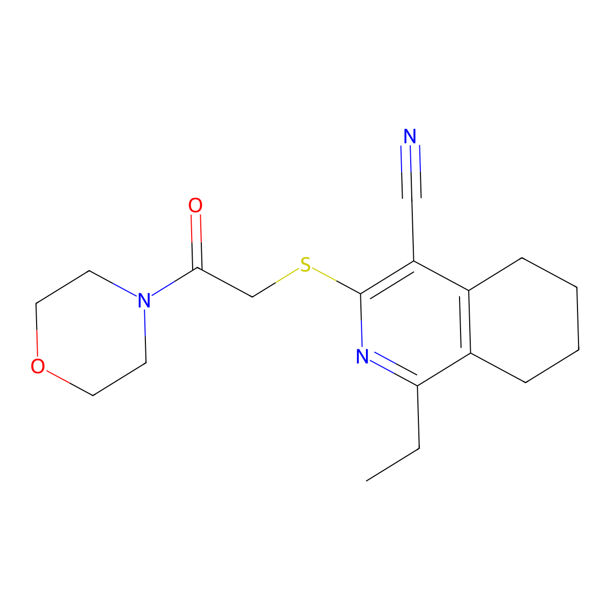 1-Ethyl-3-{[2-(morpholin-4-yl)-2-oxoethyl]sulfanyl}-5,6,7,8-tetrahydroisoquinoline-4-carbonitrile molecular structure, CAS 444144-02-9