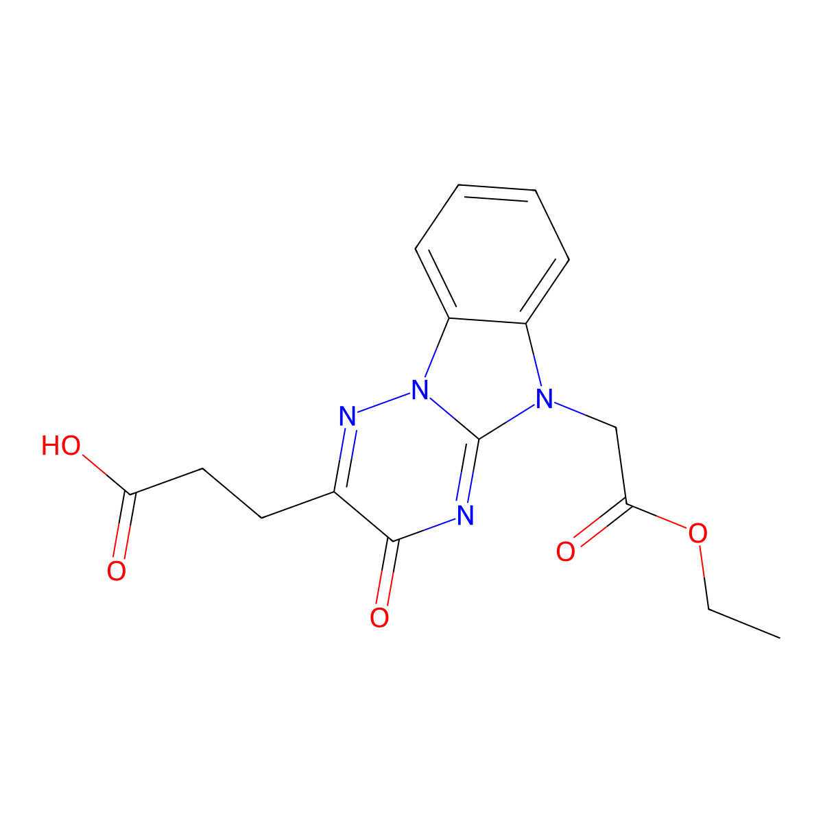 3-[5-(2-Ethoxy-2-oxoethyl)-3-oxo-3,5-dihydro[1,2,4]triazino[2,3-a]benzimidazol-2-yl]propanoic acid molecular structure, CAS 444144-14-3