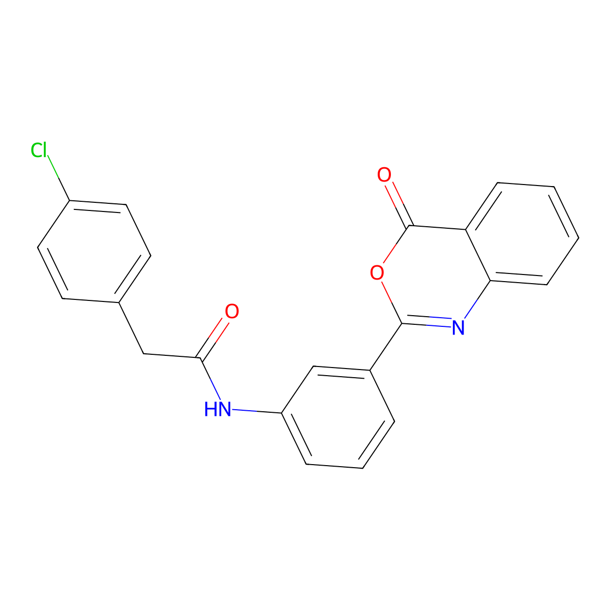 2-(4-chlorophenyl)-N-[3-(4-oxo-4H-3,1-benzoxazin-2-yl)phenyl]acetamide molecular structure, CAS 444144-40-5