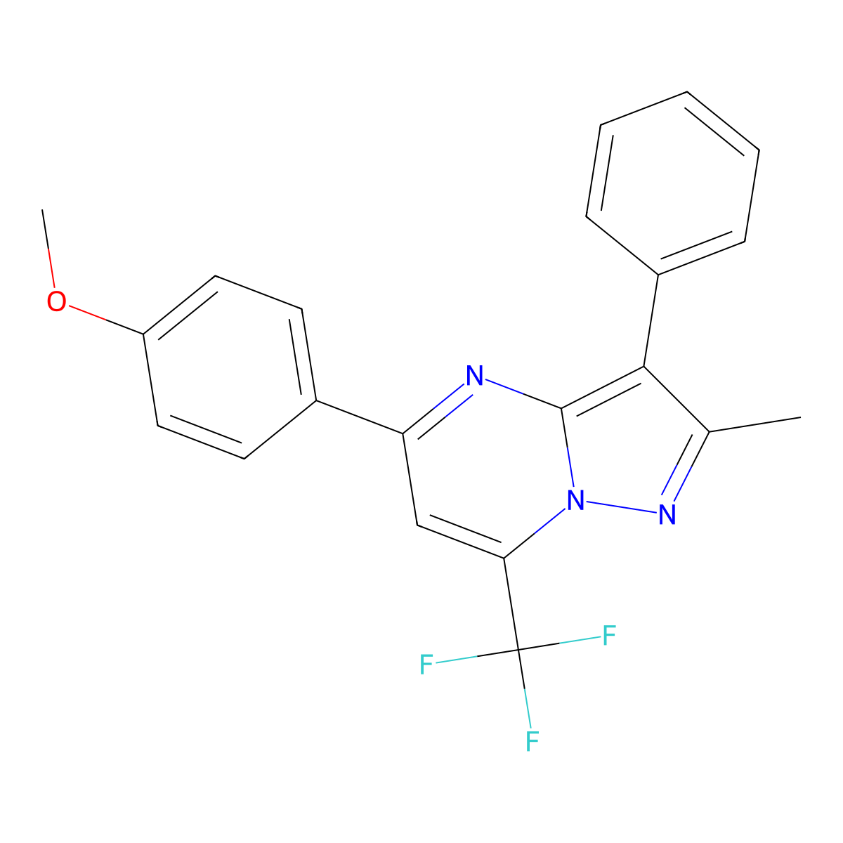 5-(4-Methoxyphenyl)-2-methyl-3-phenyl-7-(trifluoromethyl)pyrazolo[1,5-a]pyrimidine molecular structure, CAS 444144-50-7