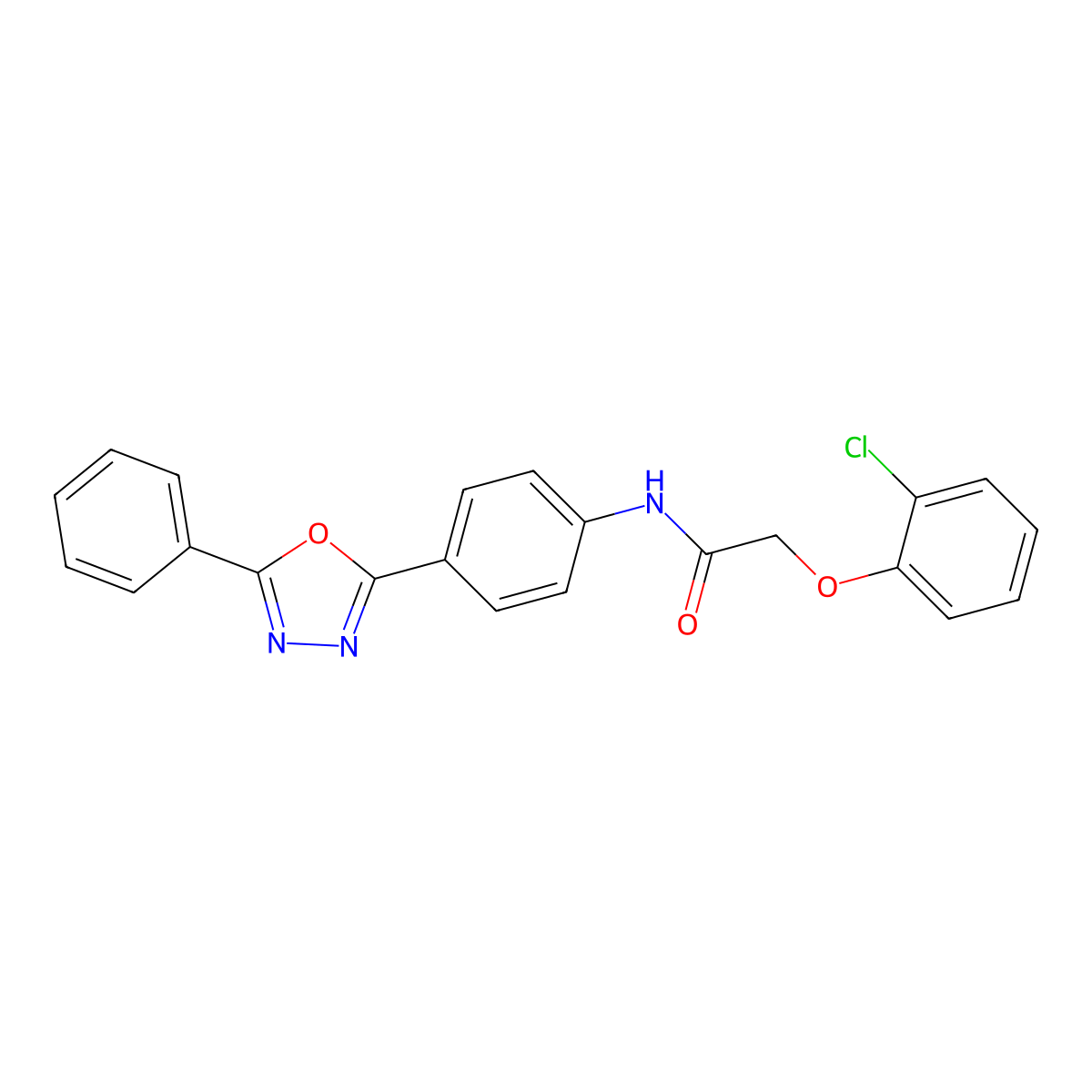 2-(2-chlorophenoxy)-N-[4-(5-phenyl-1,3,4-oxadiazol-2-yl)phenyl]acetamide molecular structure, CAS 444146-37-6
