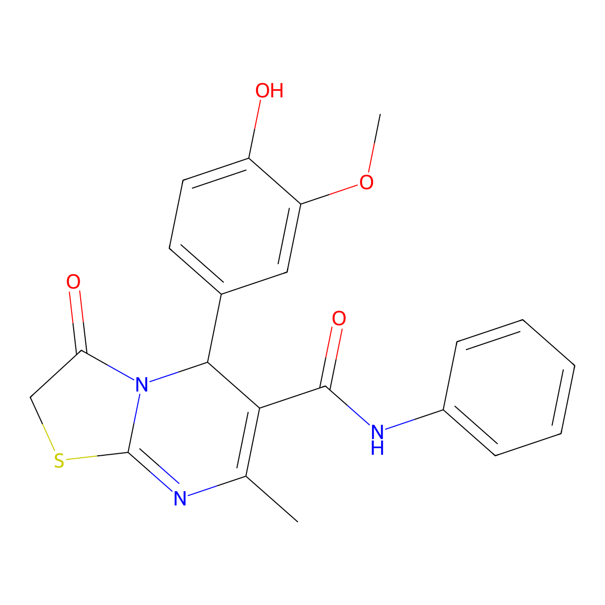 5-(4-Hydroxy-3-methoxyphenyl)-7-methyl-3-oxo-N-phenyl-3,5-dihydro-2H-thiazolo[3,2-a]pyrimidine-6-carboxamide molecular structure, CAS 444146-92-3