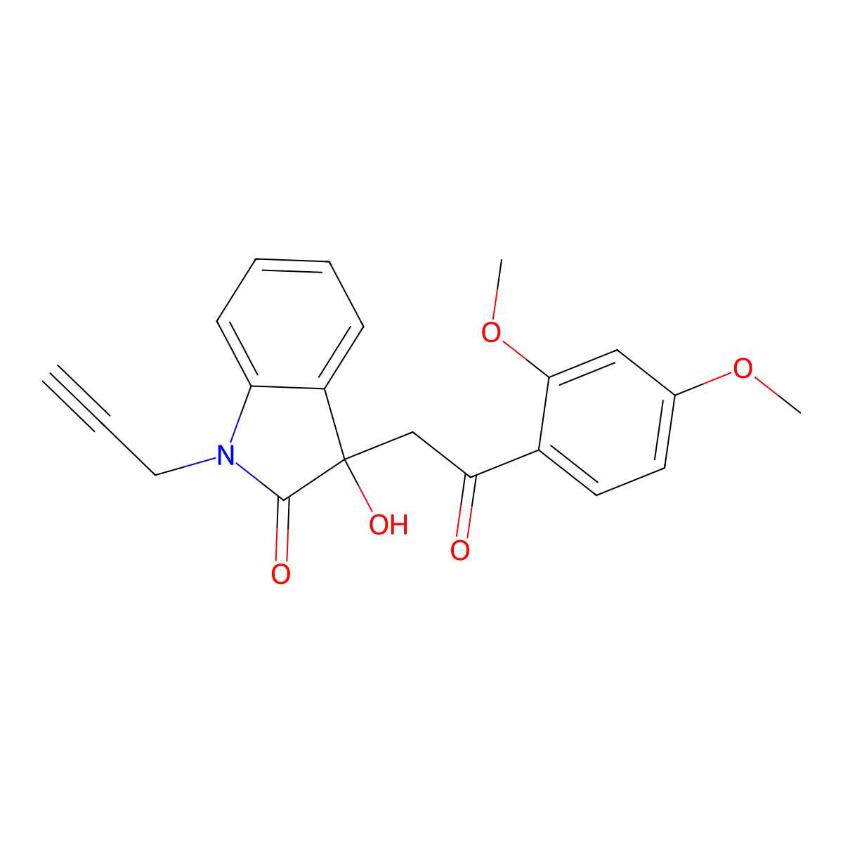 3-[2-(2,4-dimethoxyphenyl)-2-oxoethyl]-3-hydroxy-1-(prop-2-yn-1-yl)-1,3-dihydro-2H-indol-2-one molecular structure, CAS 444148-09-8