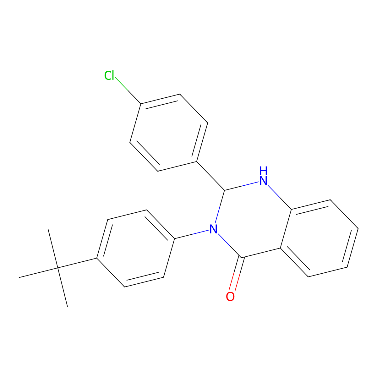 3-(4-tert-butylphenyl)-2-(4-chlorophenyl)-2,3-dihydro-4(1H)-quinazolinone molecular structure, CAS 444148-32-7
