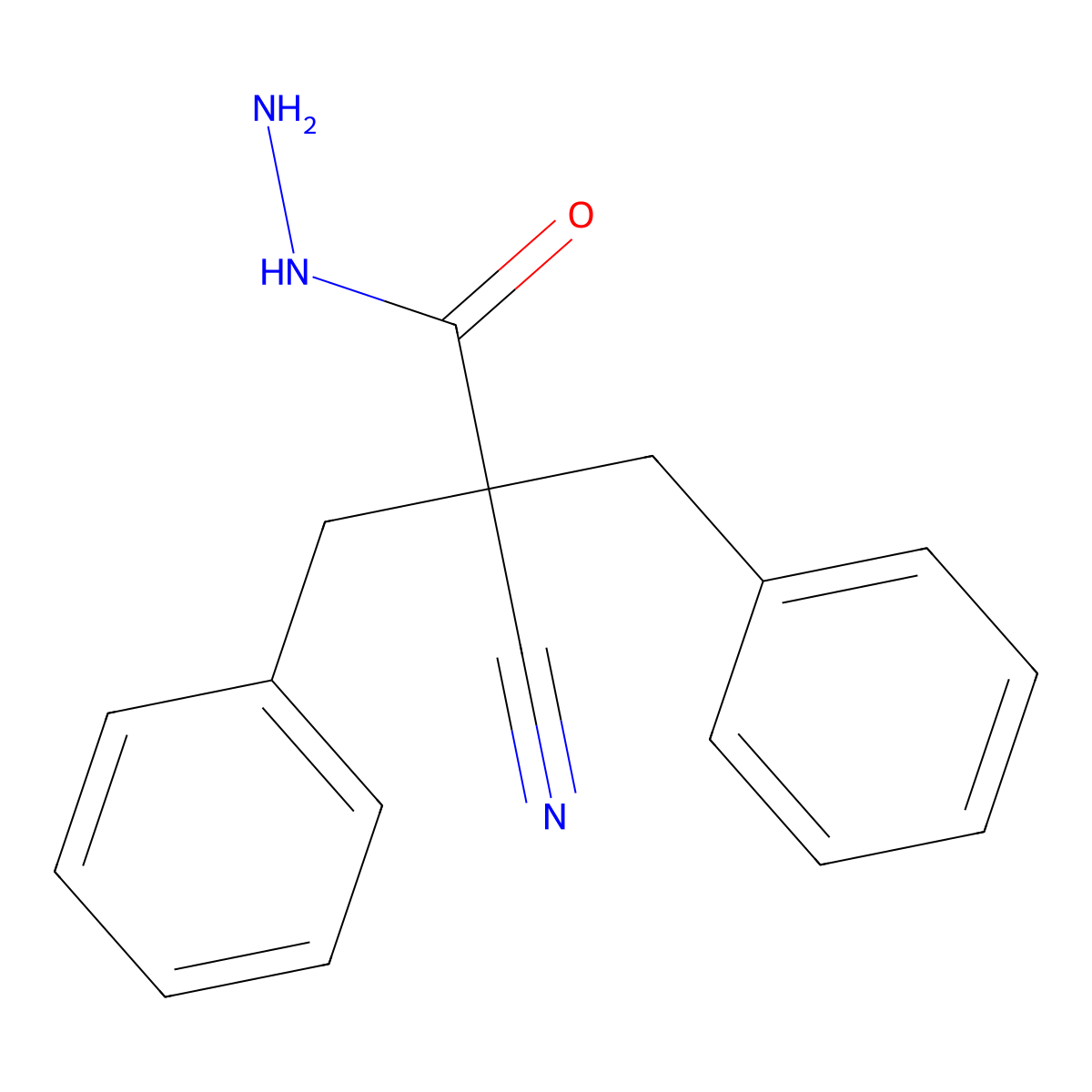2-Benzyl-2-cyano-3-phenylpropanehydrazide molecular structure, CAS 444149-12-6