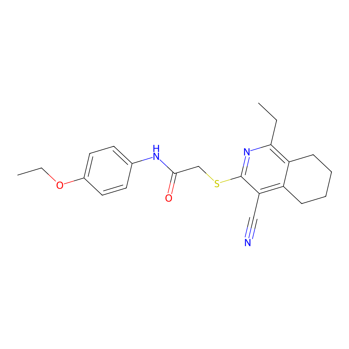 2-[(4-cyano-1-ethyl-5,6,7,8-tetrahydroisoquinolin-3-yl)sulfanyl]-N-(4-ethoxyphenyl)acetamide molecular structure, CAS 444149-25-1