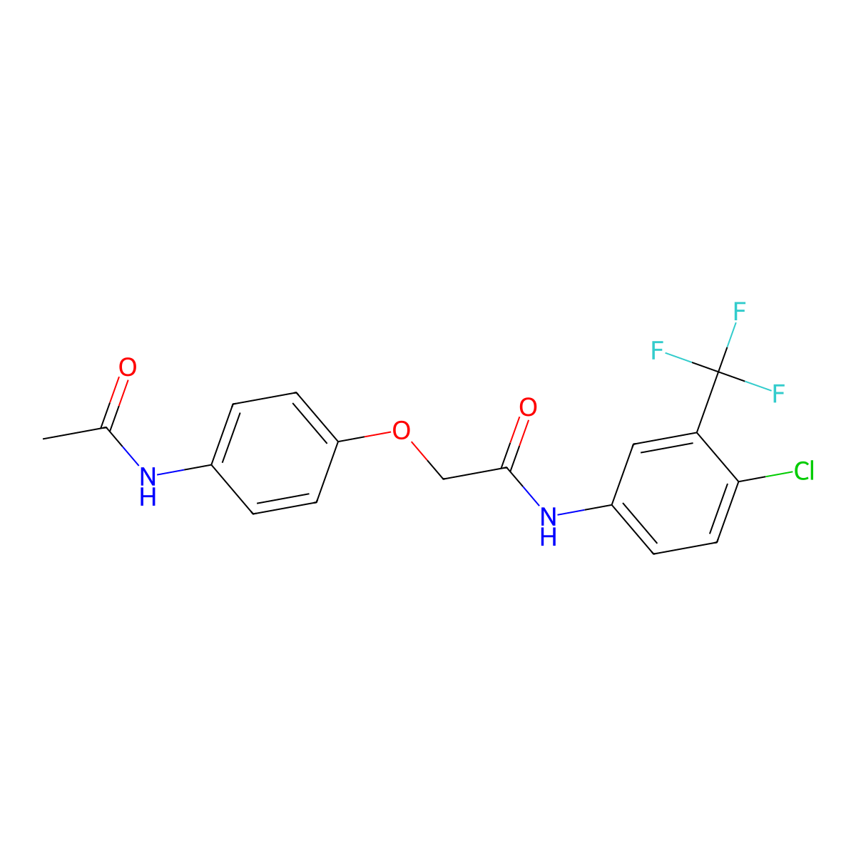 2-(4-acetamidophenoxy)-N-[4-chloro-3-(trifluoromethyl)phenyl]acetamide molecular structure, CAS 444149-72-8