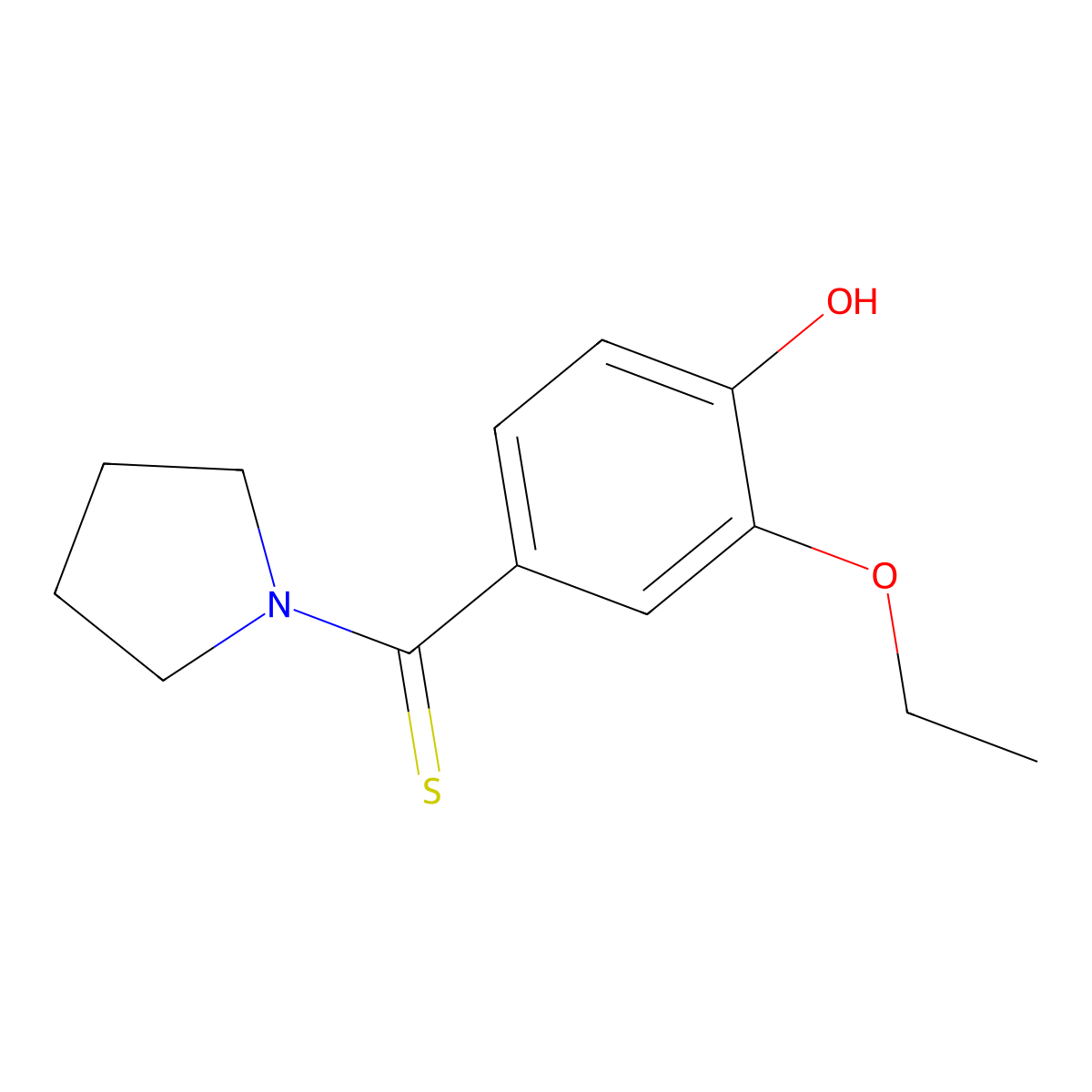 2-Ethoxy-4-(1-pyrrolidinylcarbothioyl)phenol molecular structure, CAS 444150-37-2