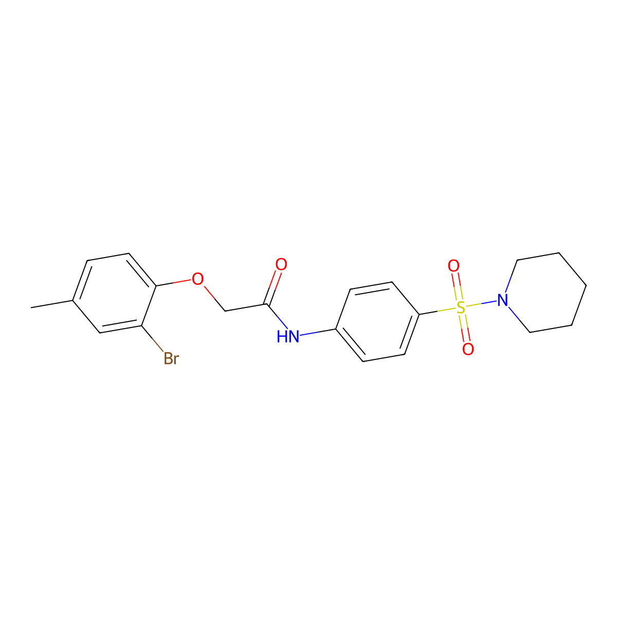 2-(2-bromo-4-methylphenoxy)-N-[4-(piperidin-1-ylsulfonyl)phenyl]acetamide molecular structure, CAS 444150-59-8