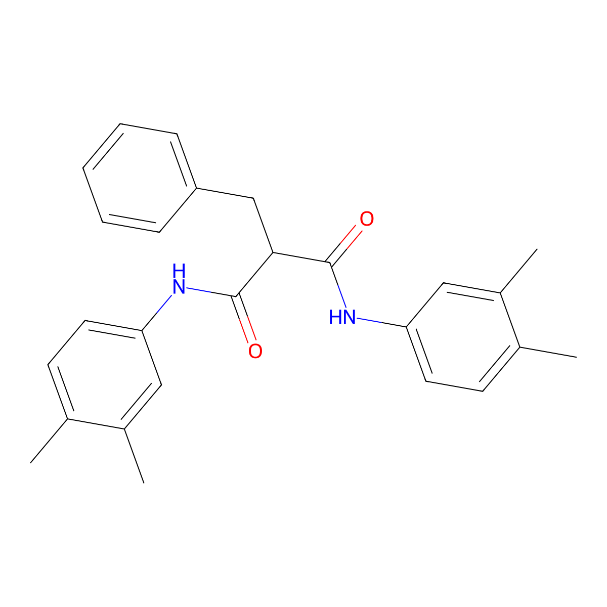 2-benzyl-N,N'-bis(3,4-dimethylphenyl)propanediamide molecular structure, CAS 444150-64-5