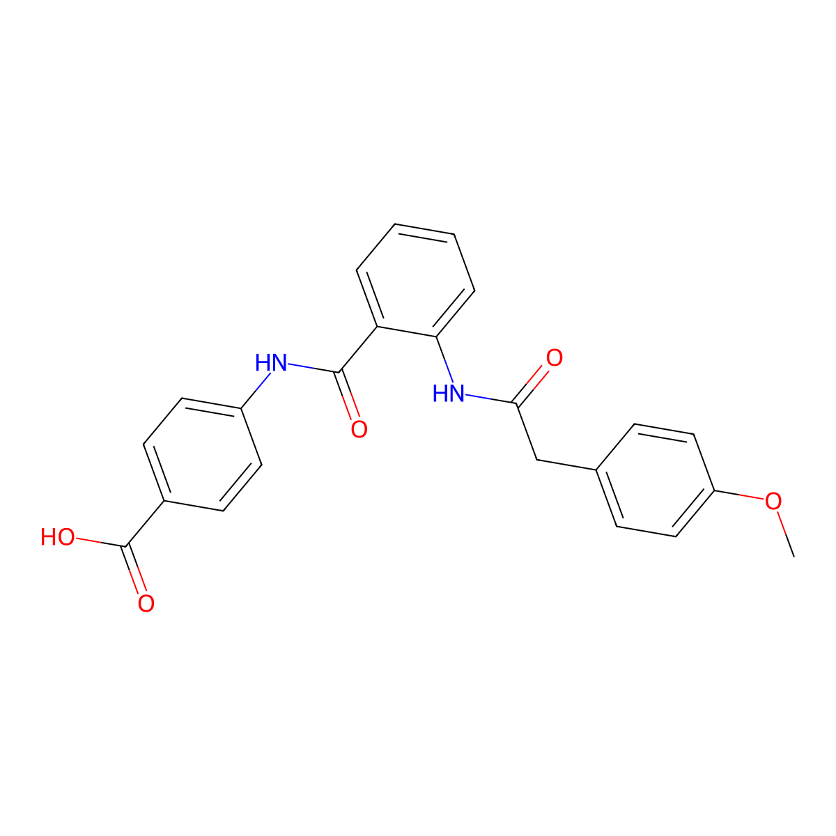4-{[(2-{[(4-Methoxyphenyl)acetyl]amino}phenyl)carbonyl]amino}benzoic acid molecular structure, CAS 444150-69-0