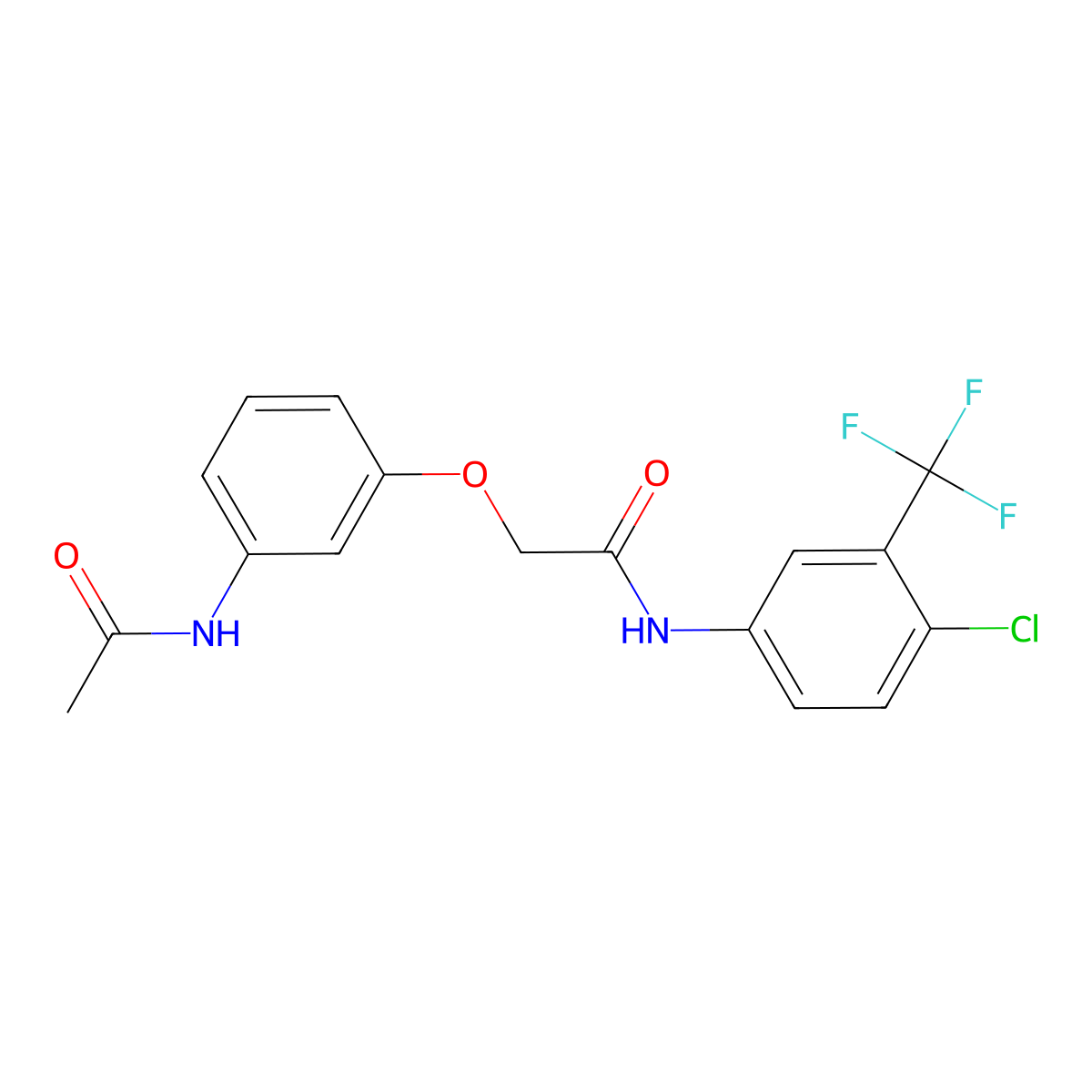 2-[3-(acetylamino)phenoxy]-N-[4-chloro-3-(trifluoromethyl)phenyl]acetamide molecular structure, CAS 444150-80-5
