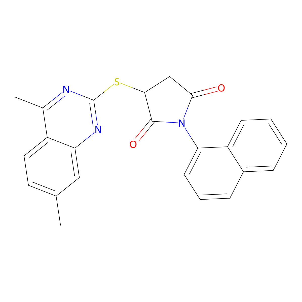 3-[(4,7-Dimethylquinazolin-2-yl)sulfanyl]-1-(naphthalen-1-yl)pyrrolidine-2,5-dione molecular structure, CAS 444150-99-6