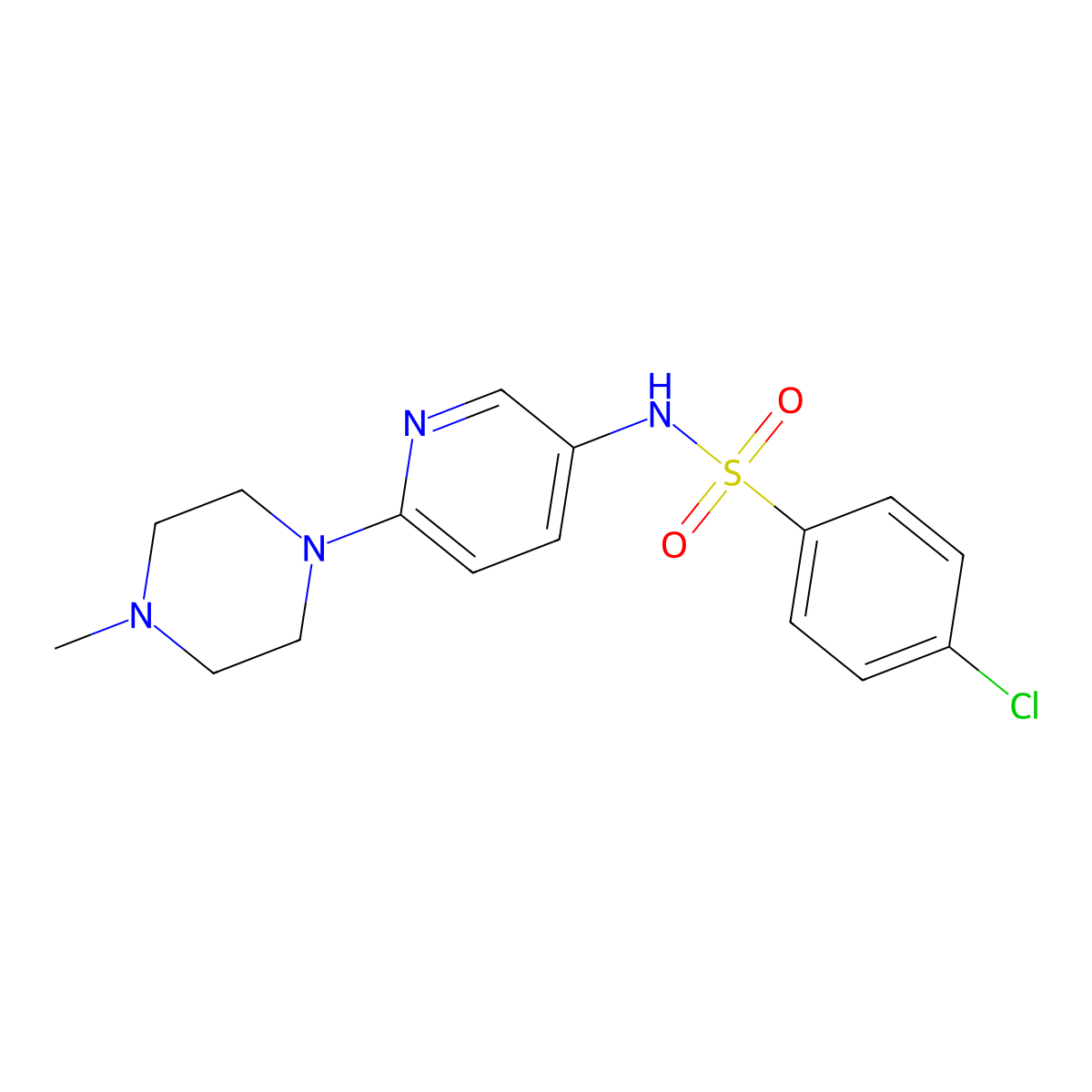 4-chloro-N-[6-(4-methylpiperazino)-3-pyridinyl]benzenesulfonamide molecular structure, CAS 444151-80-8