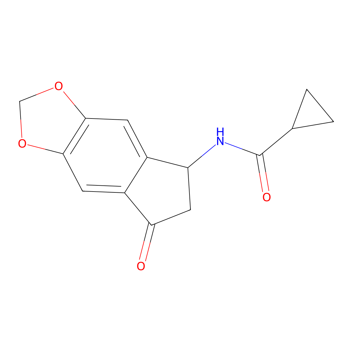 N-(7-oxo-6,7-dihydro-5H-indeno[5,6-d][1,3]dioxol-5-yl)cyclopropanecarboxamide molecular structure, CAS 444151-83-1