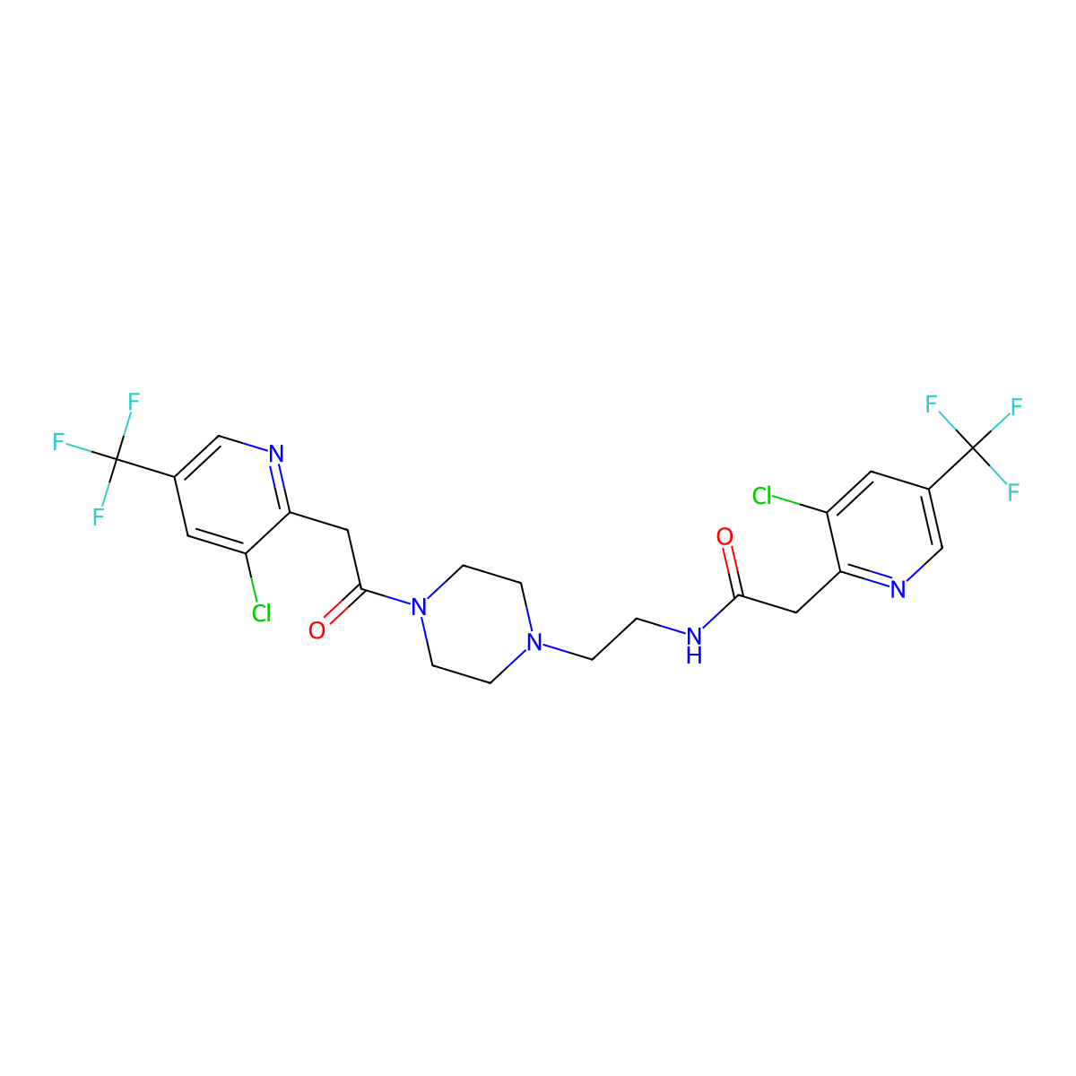 2-[3-chloro-5-(trifluoromethyl)-2-pyridinyl]-N-[2-(4-{2-[3-chloro-5-(trifluoromethyl)-2-pyridinyl]acetyl}piperazino)ethyl]acetamide molecular structure, CAS 444151-87-5